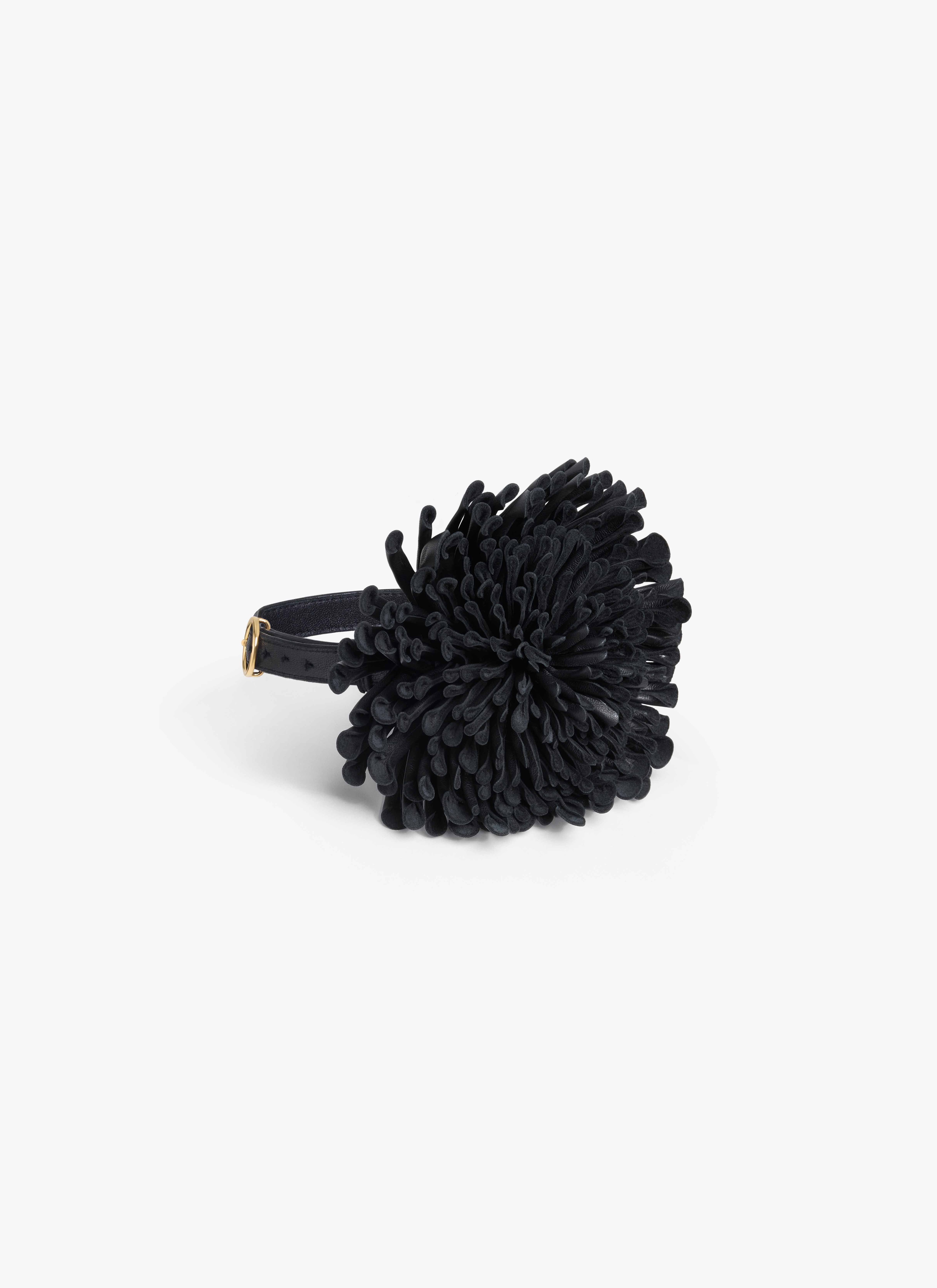 ALAÏA BLACK LEATHER FLOWER CHOCKER