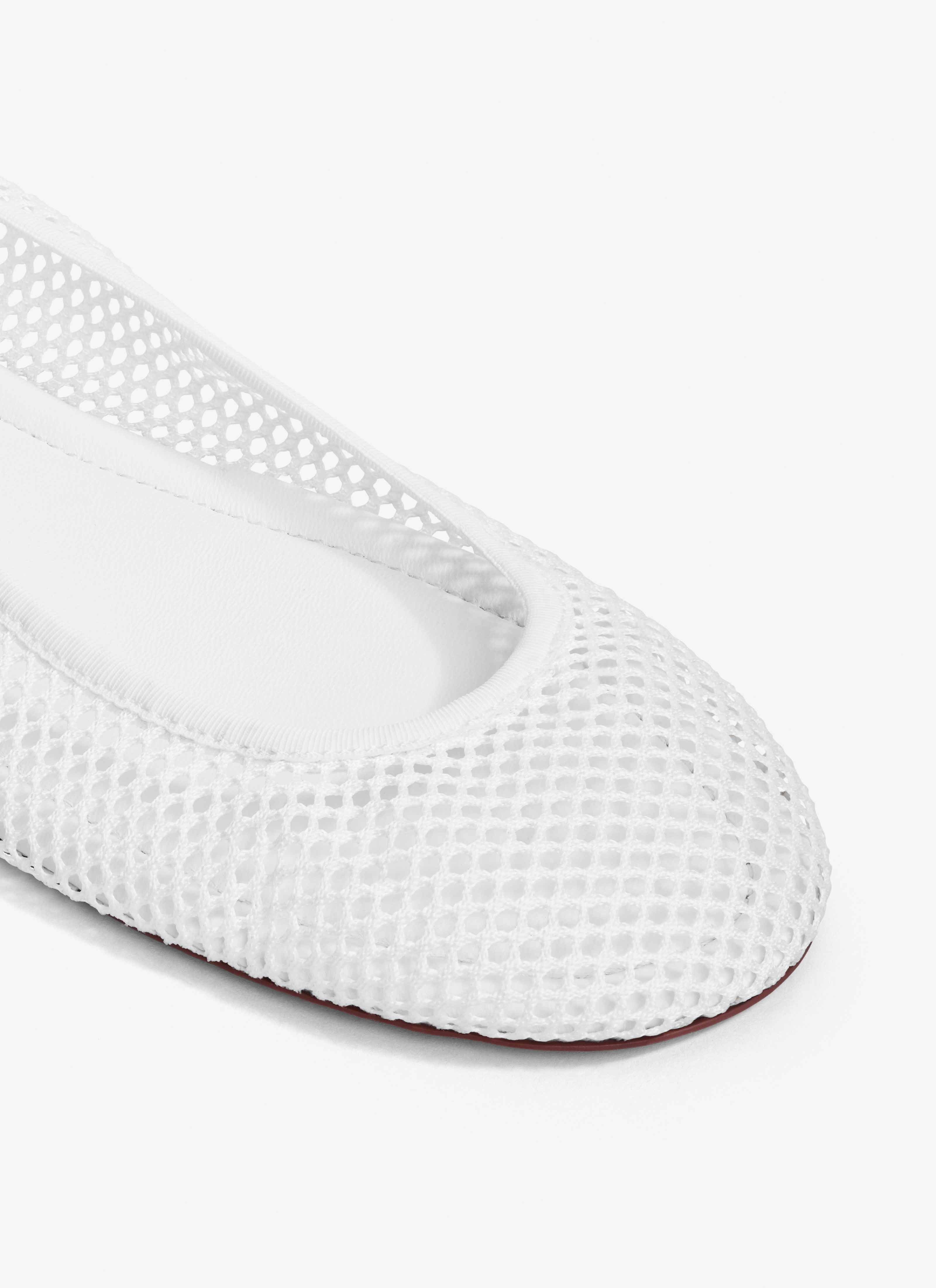 ALAÏA WHITE LOW VAMP BALLET FLATS IN FISHNET
