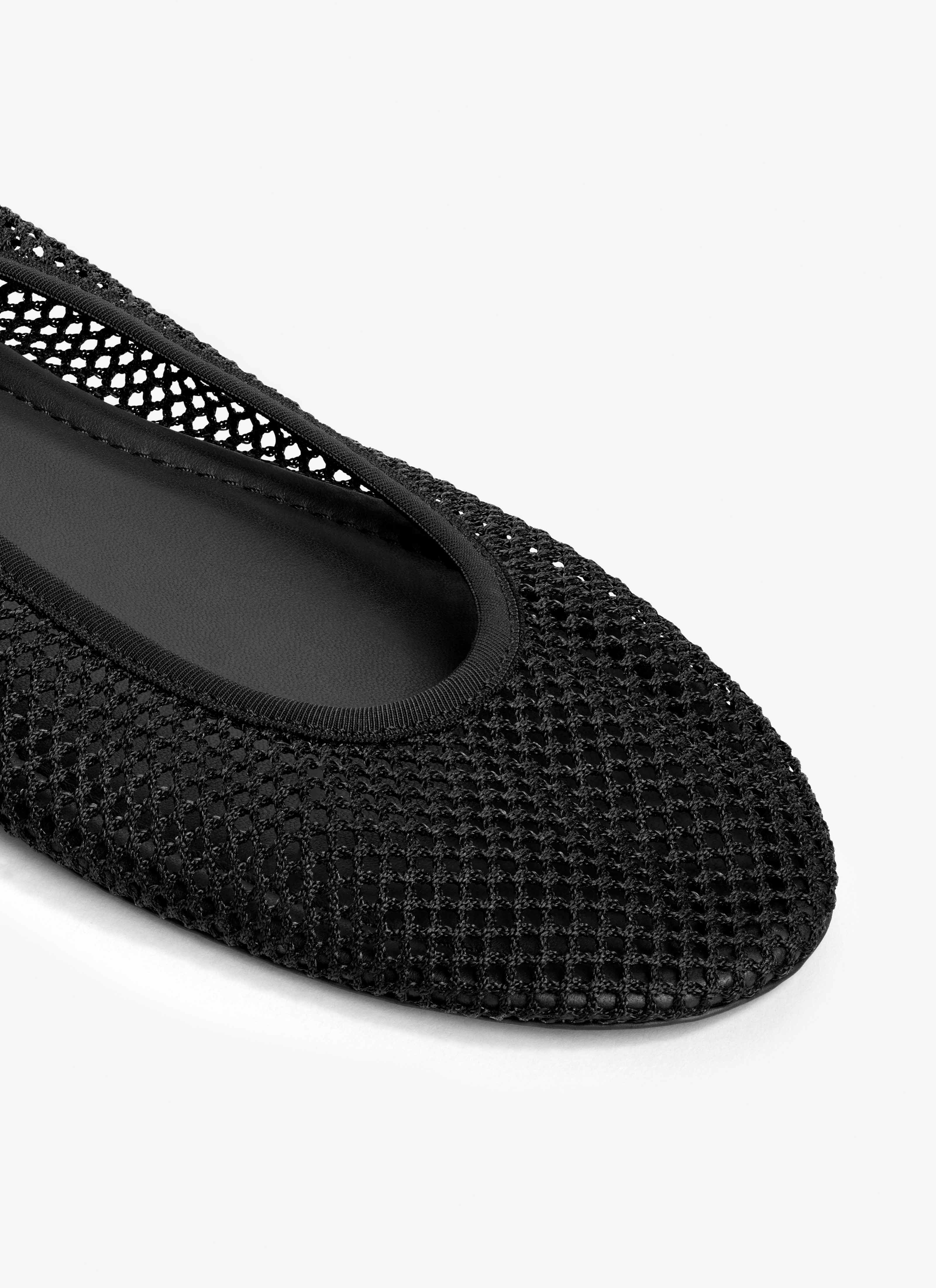 ALAÏA SCHWARZ FLACHE BALLERINAS AUS NETZSTOFF