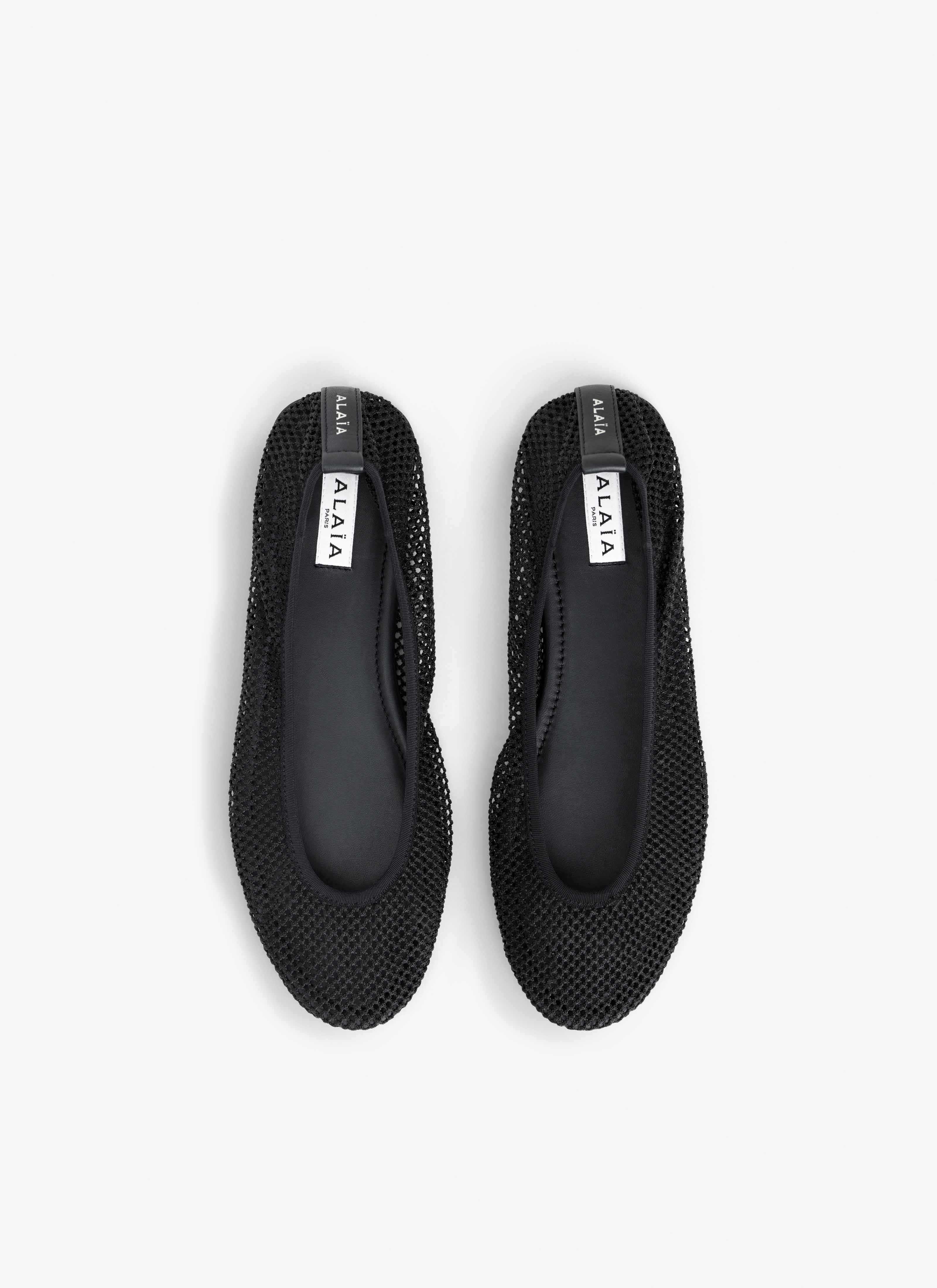 ALAÏA SCHWARZ FLACHE BALLERINAS AUS NETZSTOFF