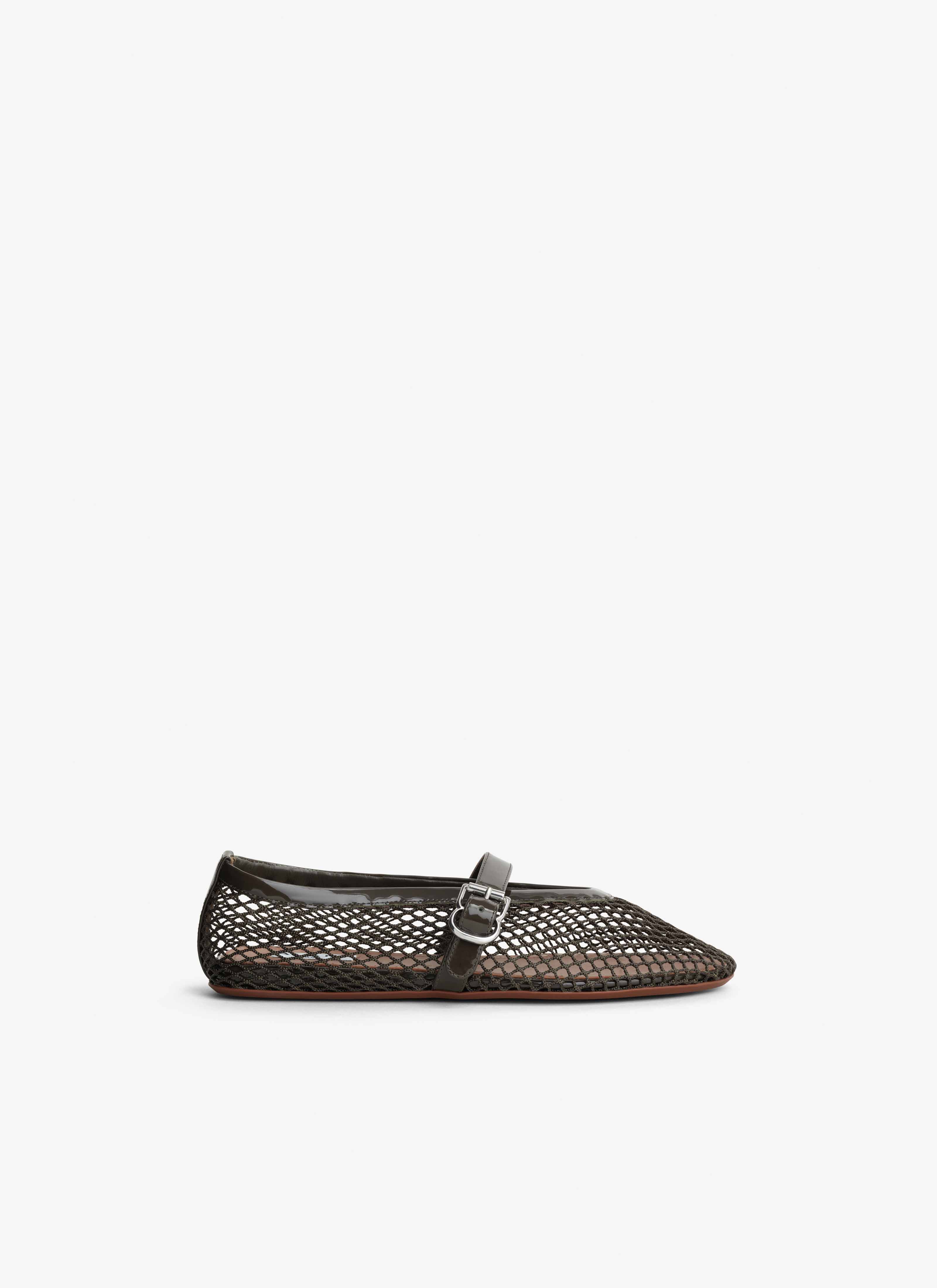 ALAÏA BALLERINES EN RÉSILLE KAKI