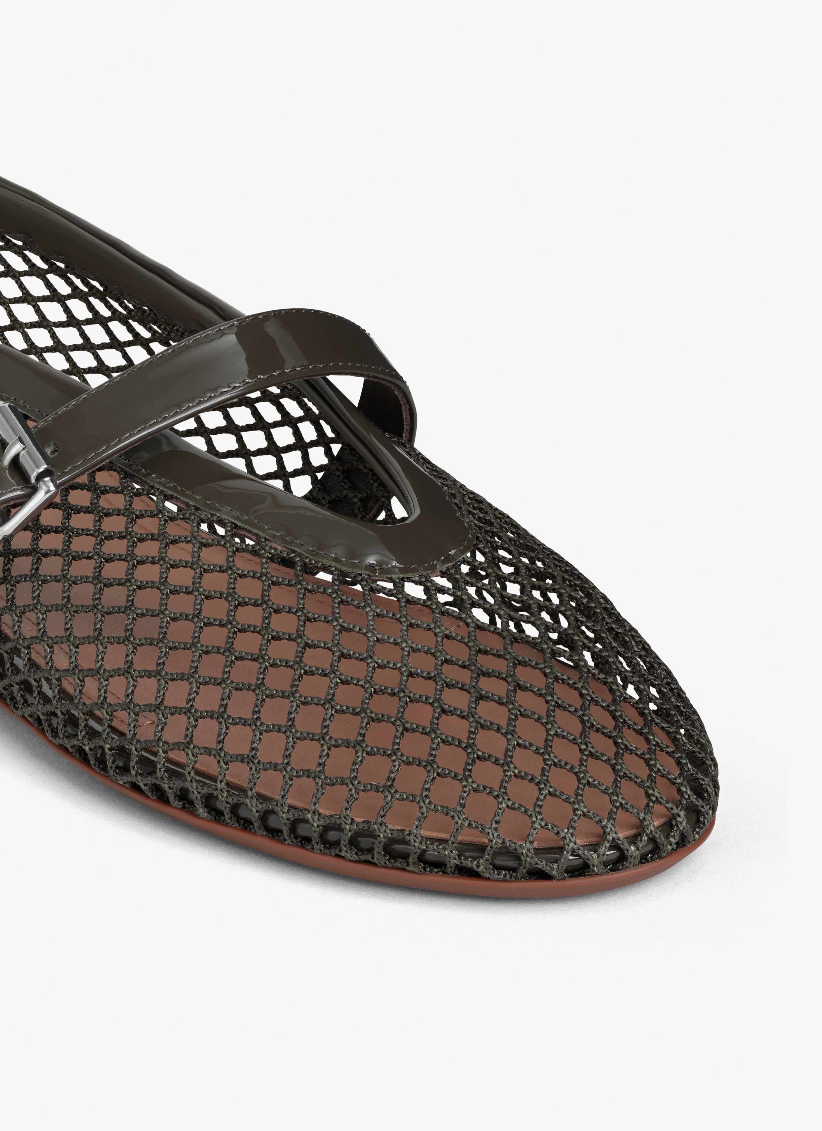 ALAÏA BALLERINE FLAT IN RETE KAKI
