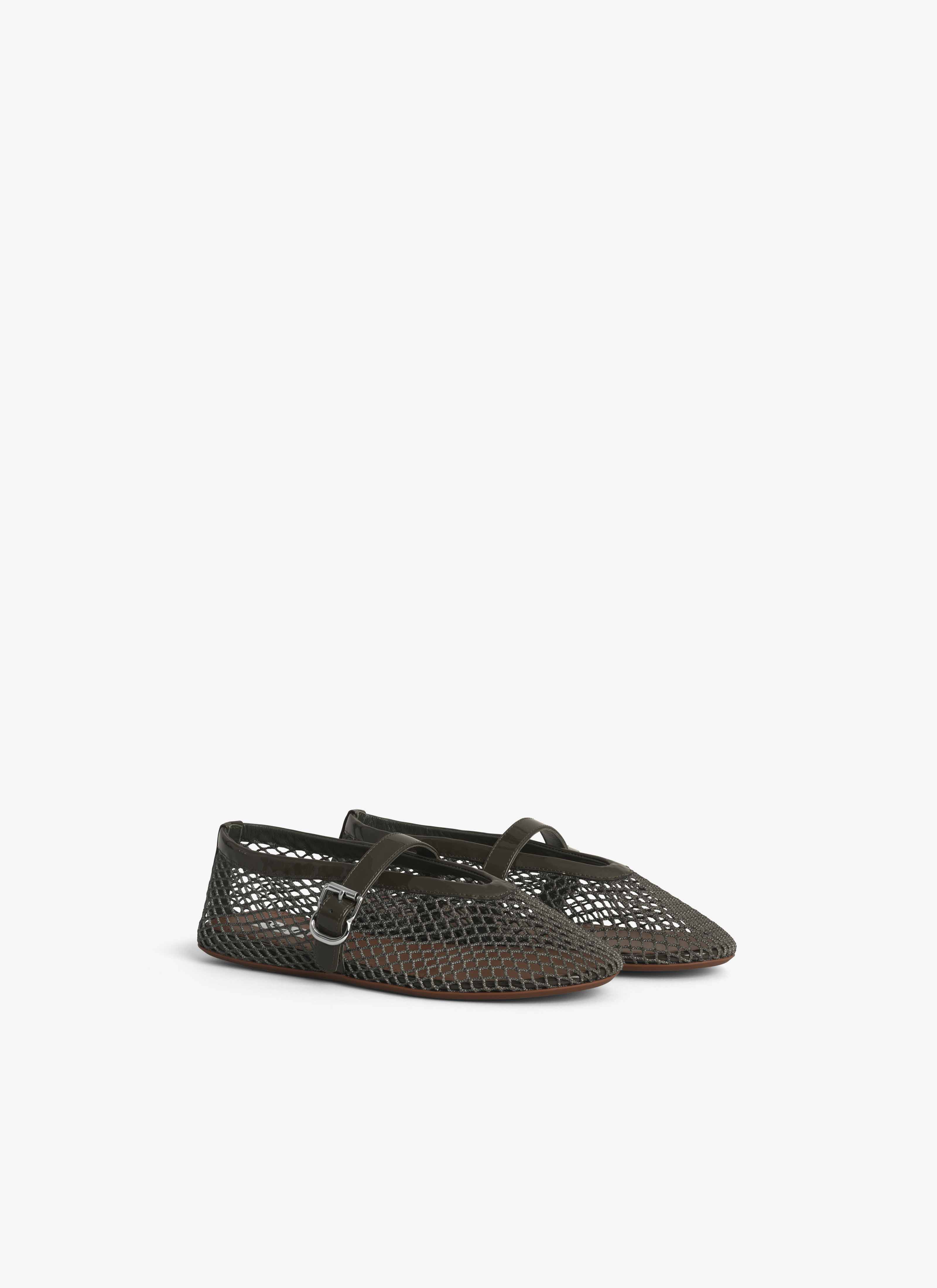 ALAÏA BALLERINE FLAT IN RETE KAKI