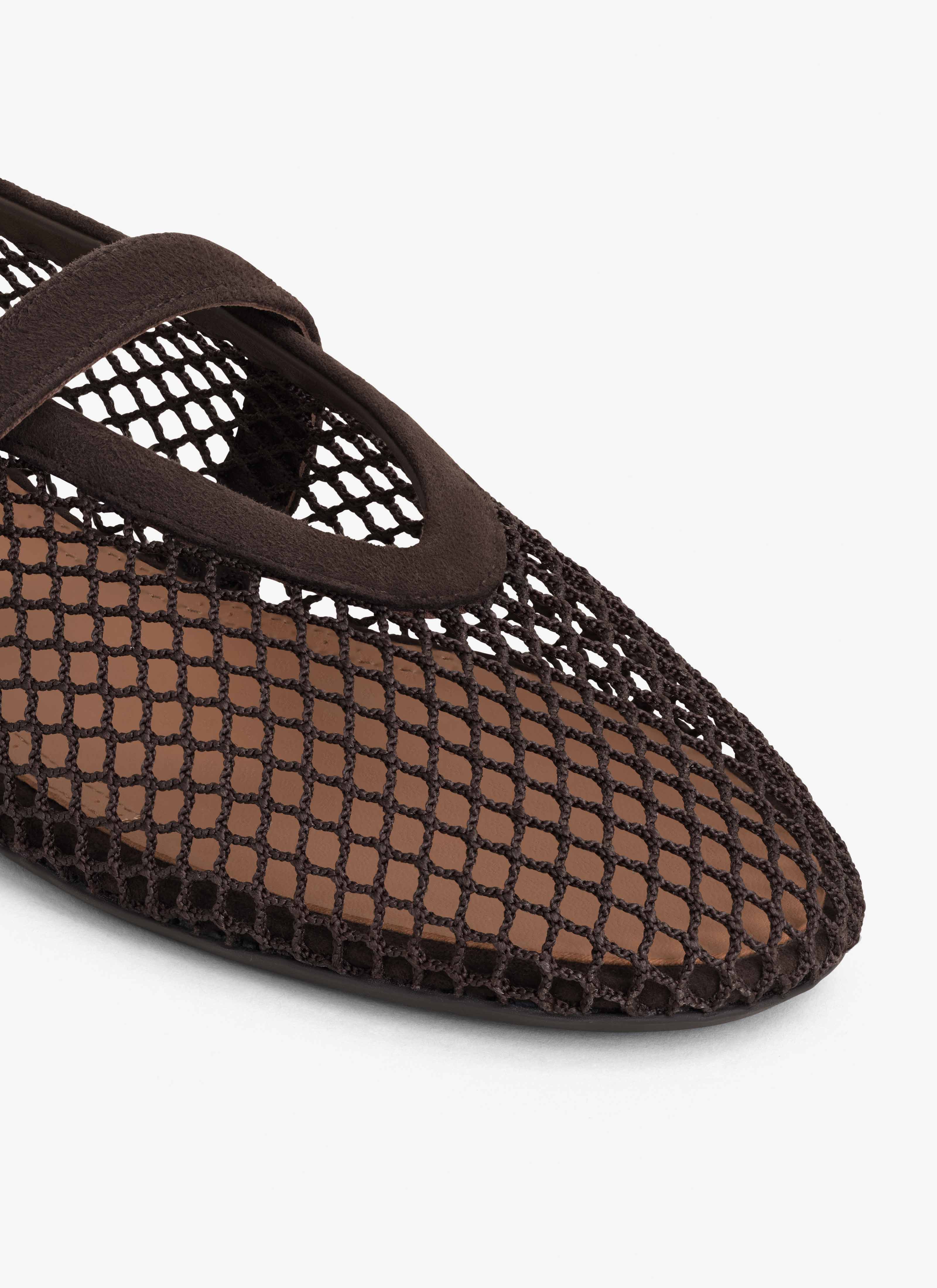 ALAÏA BALLERINES EN RÉSILLE BRUN FONCÉ