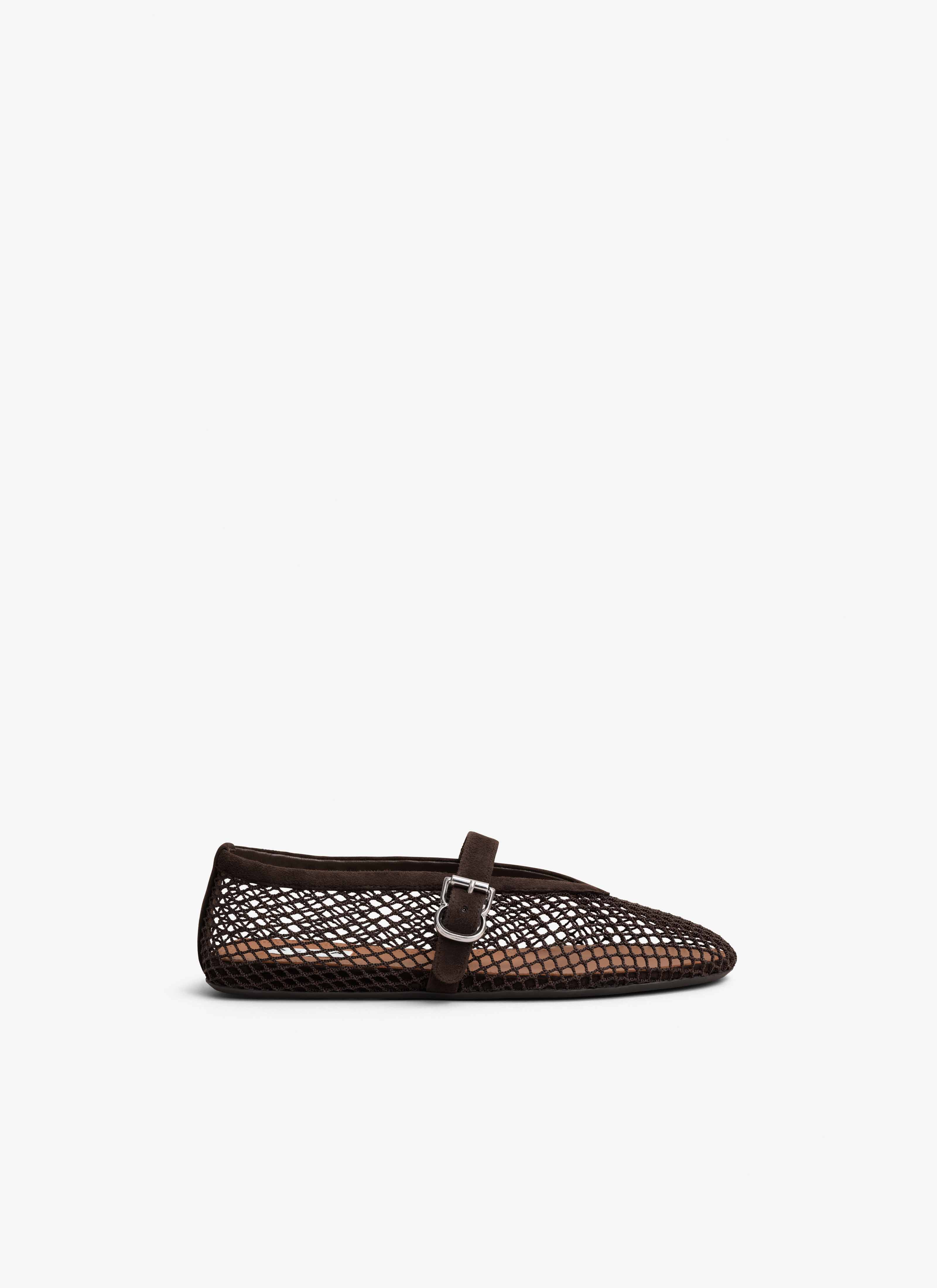 ALAÏA BALLERINES EN RÉSILLE BRUN FONCÉ