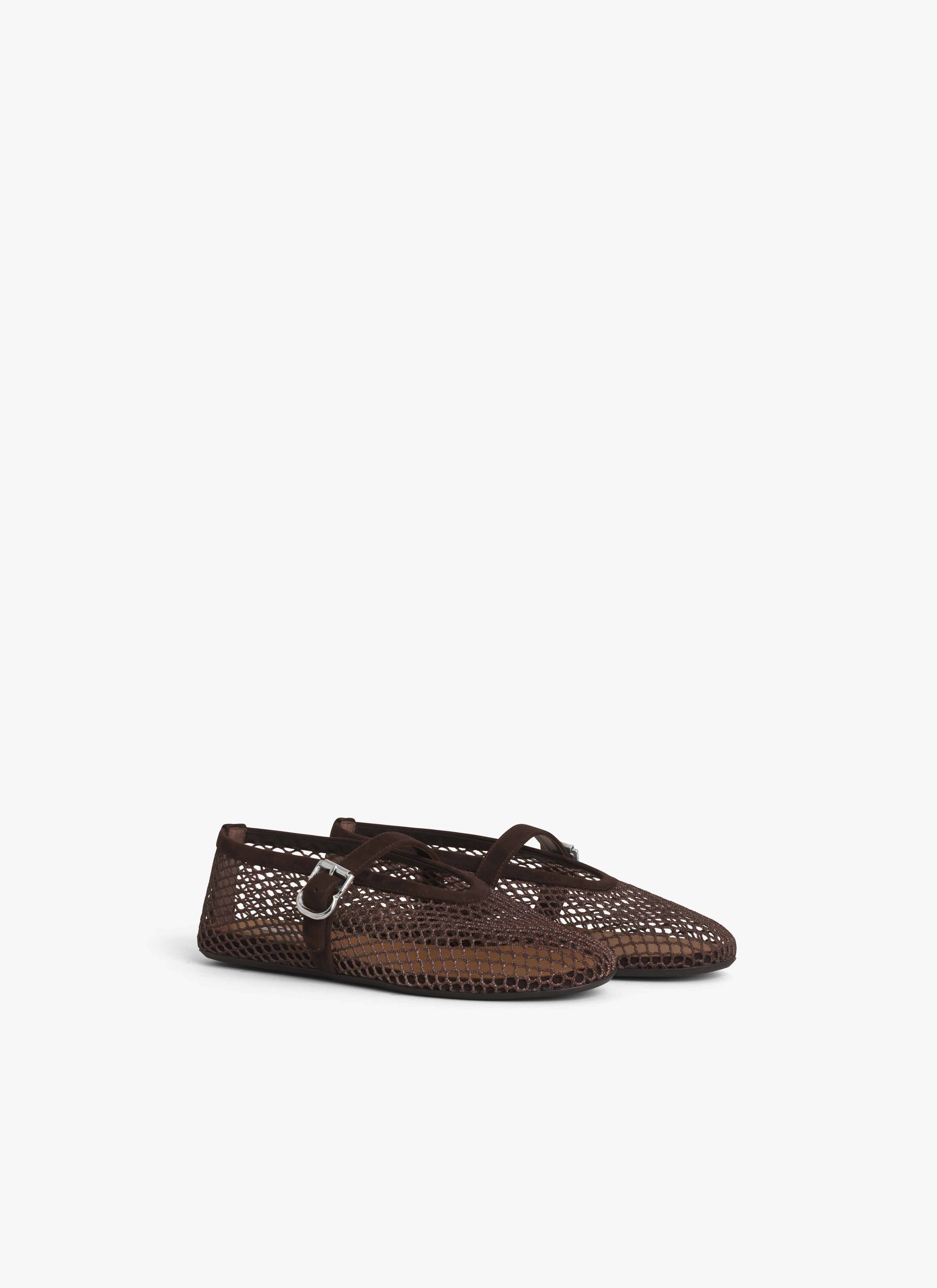 ALAÏA BALLERINES EN RÉSILLE BRUN FONCÉ