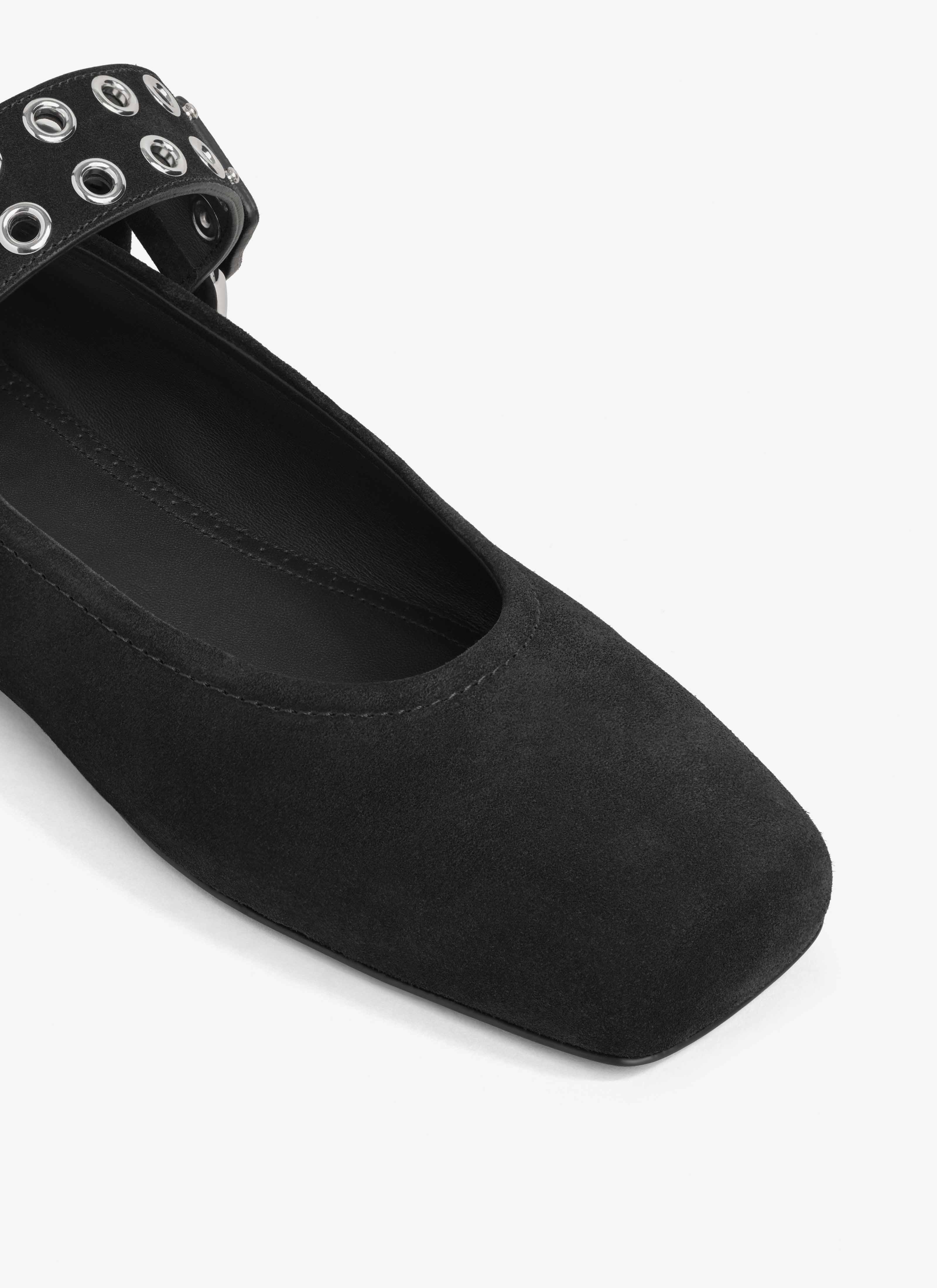 ALAÏA NEGRO BAILARINAS PLANAS MOTERAS DE ANTE