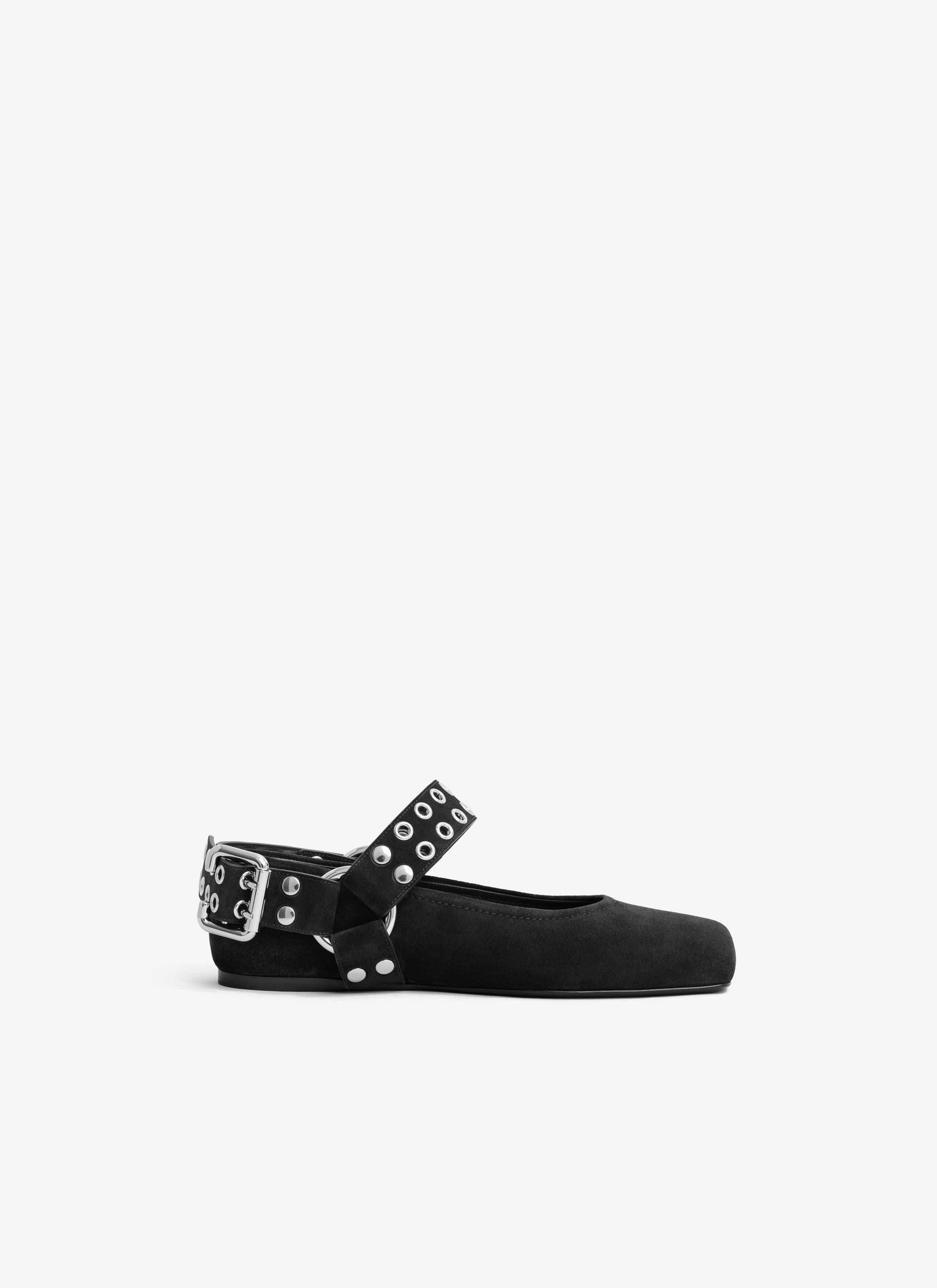 ALAÏA NEGRO BAILARINAS PLANAS MOTERAS DE ANTE