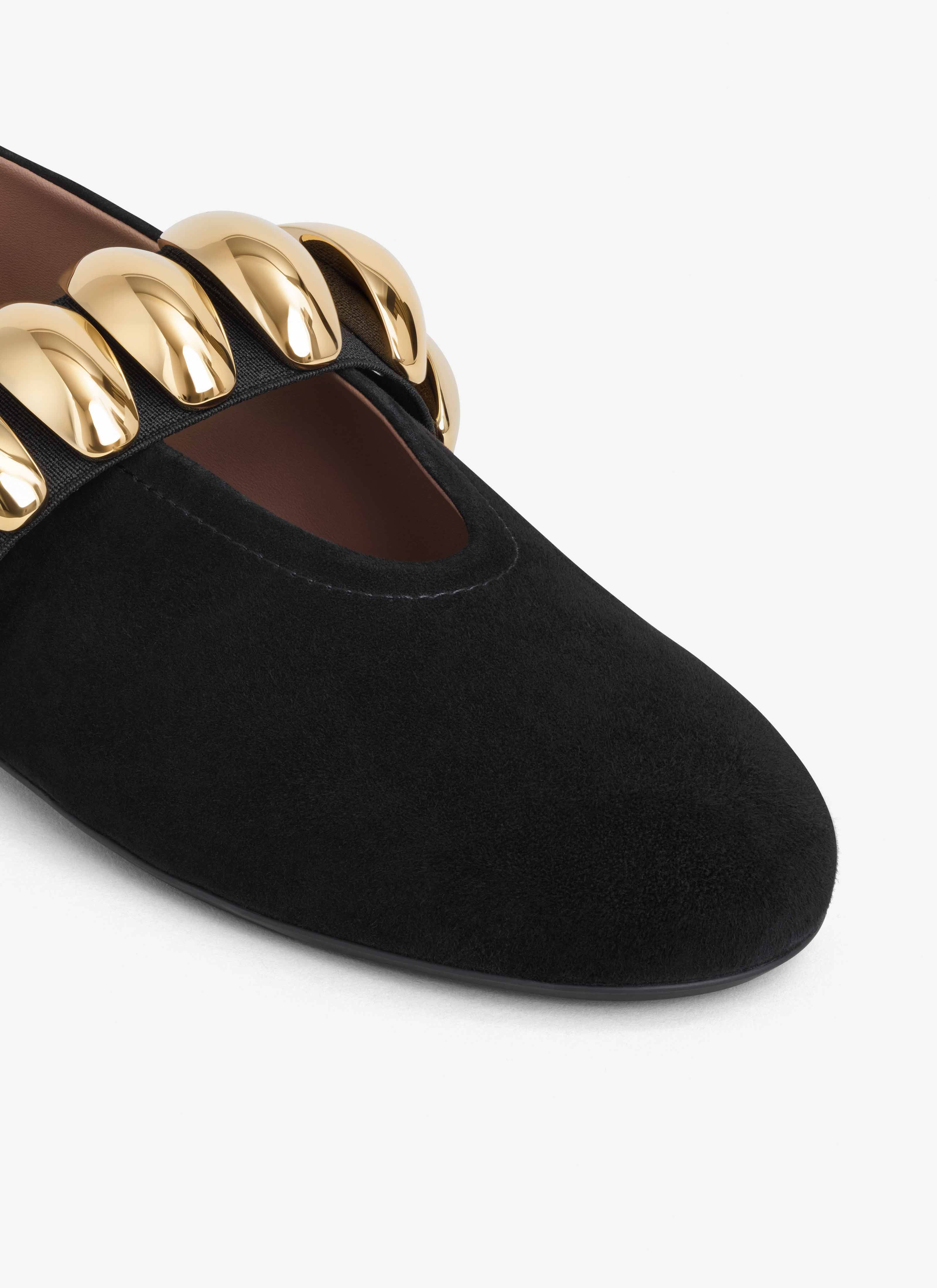 ALAÏA BALLERINES BIJOU EN SUÈDE NOIR