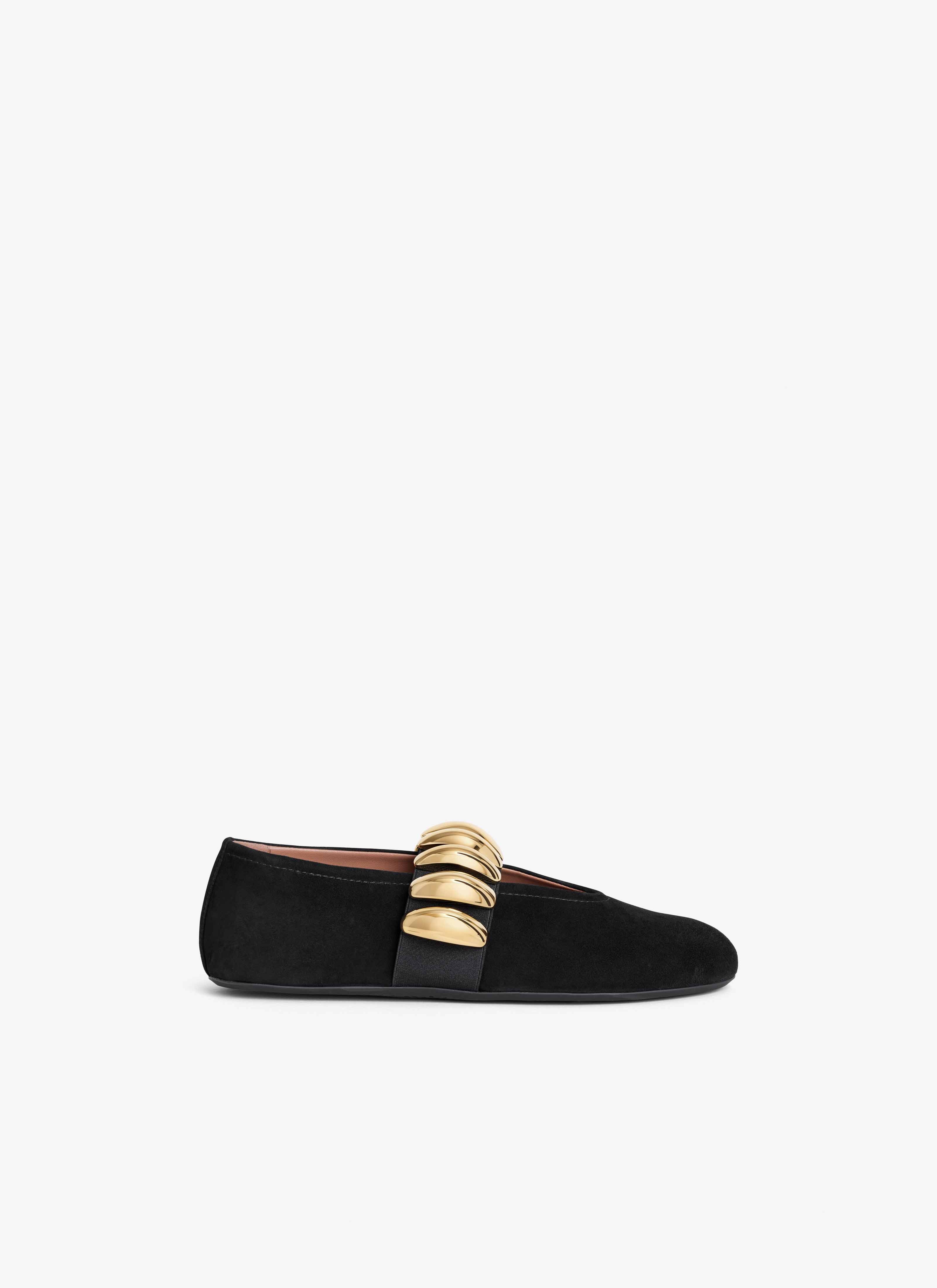 ALAÏA BALLERINES BIJOU EN SUÈDE NOIR