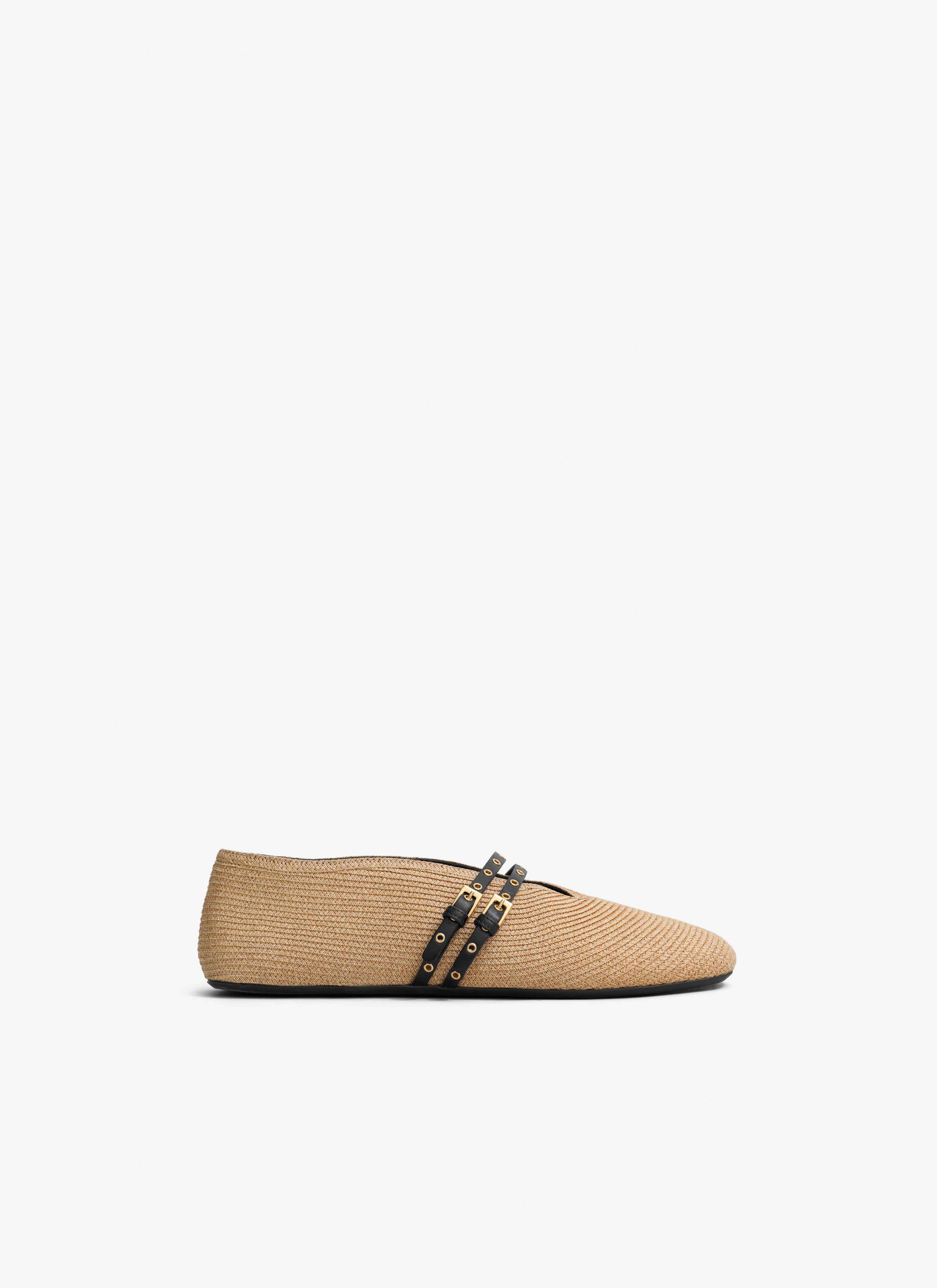 ALAÏA BALLERINES EN RAPHIA NATUREL