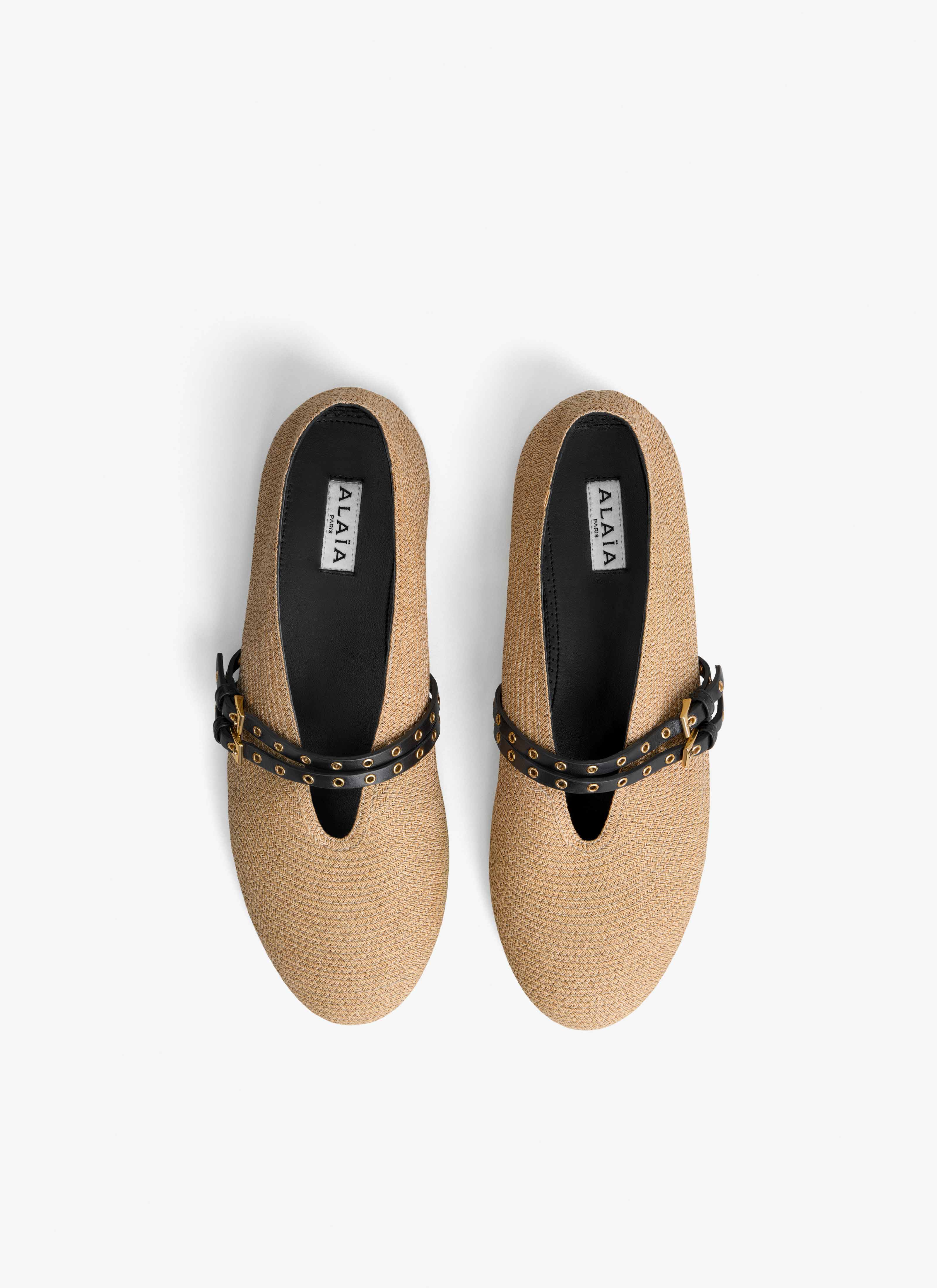 ALAÏA BALLERINES EN RAPHIA NATUREL