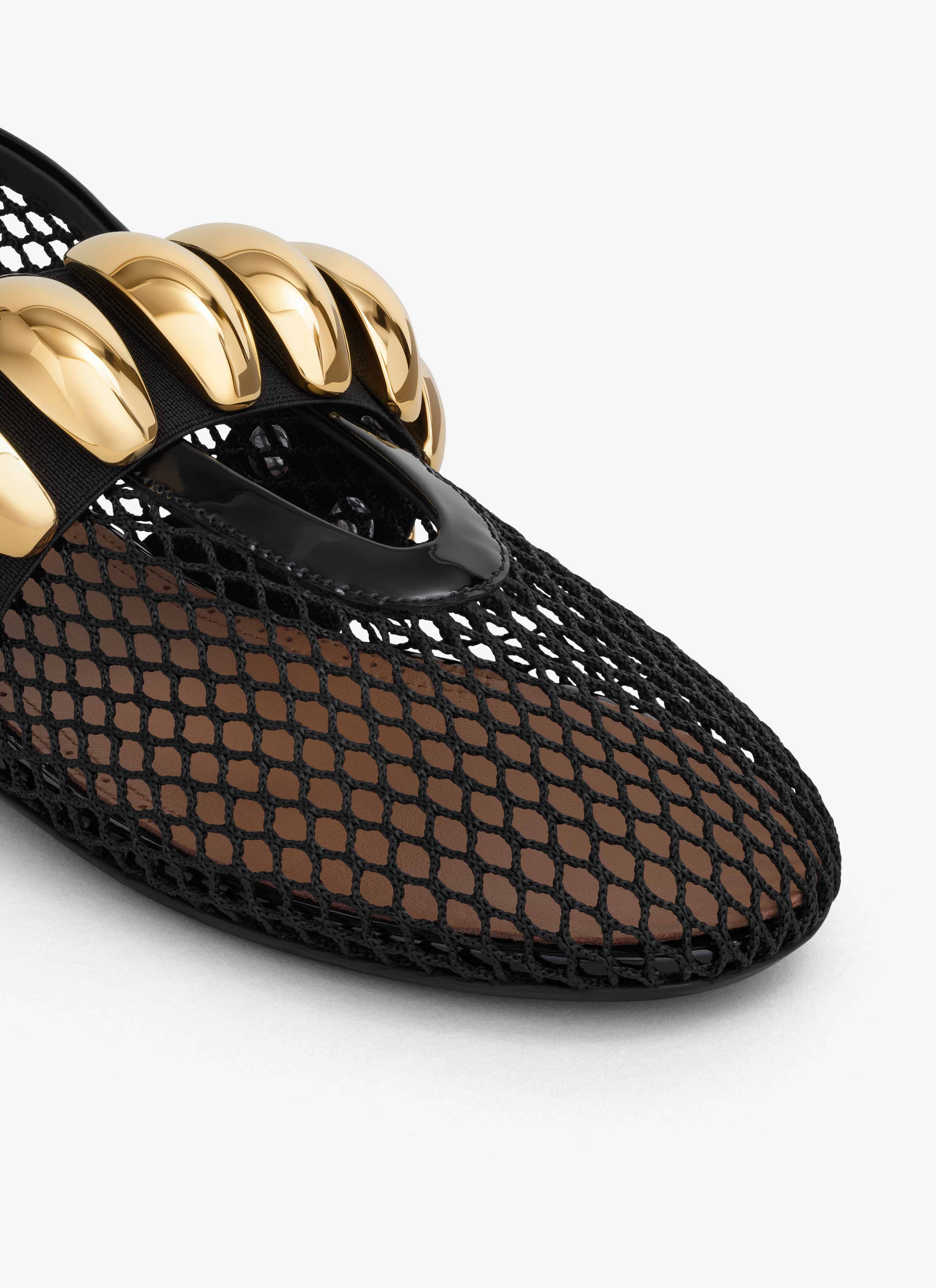 ALAÏA BALLERINES BIJOU EN RÉSILLE NOIR