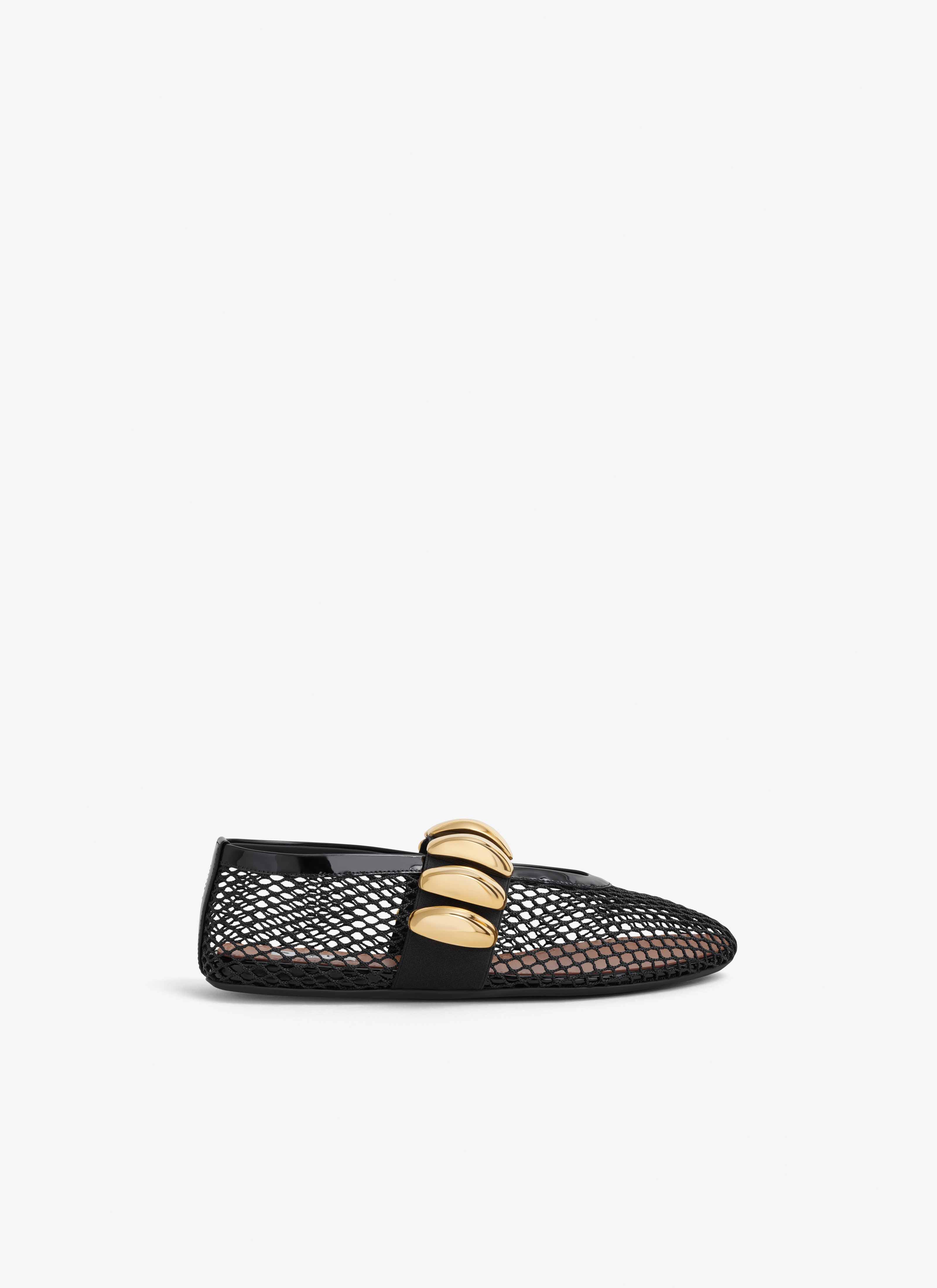 ALAÏA BALLERINES BIJOU EN RÉSILLE NOIR