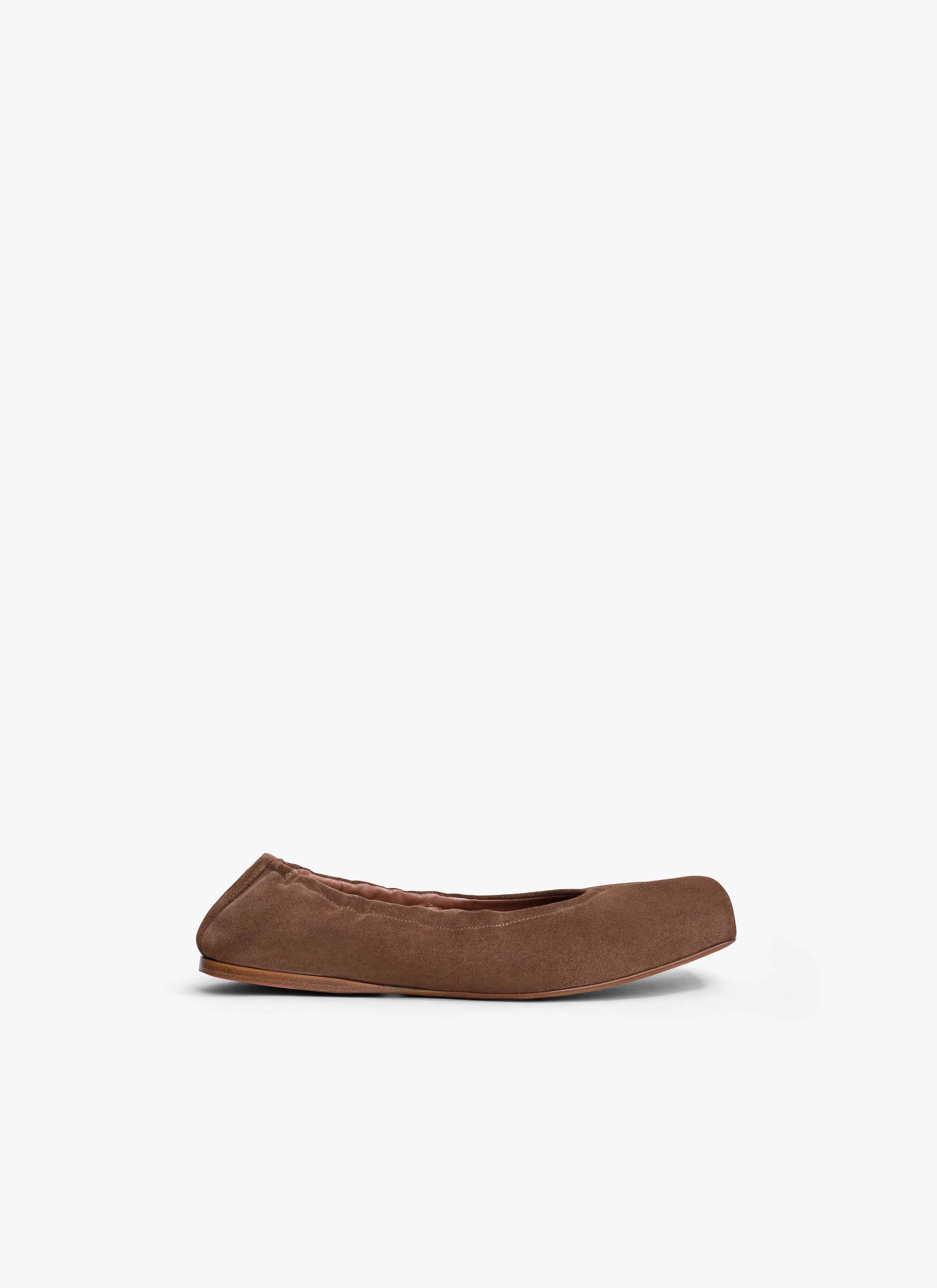 ALAÏA OCRE OSCURO BAILARINAS PLANAS CUADRADAS DE PIEL