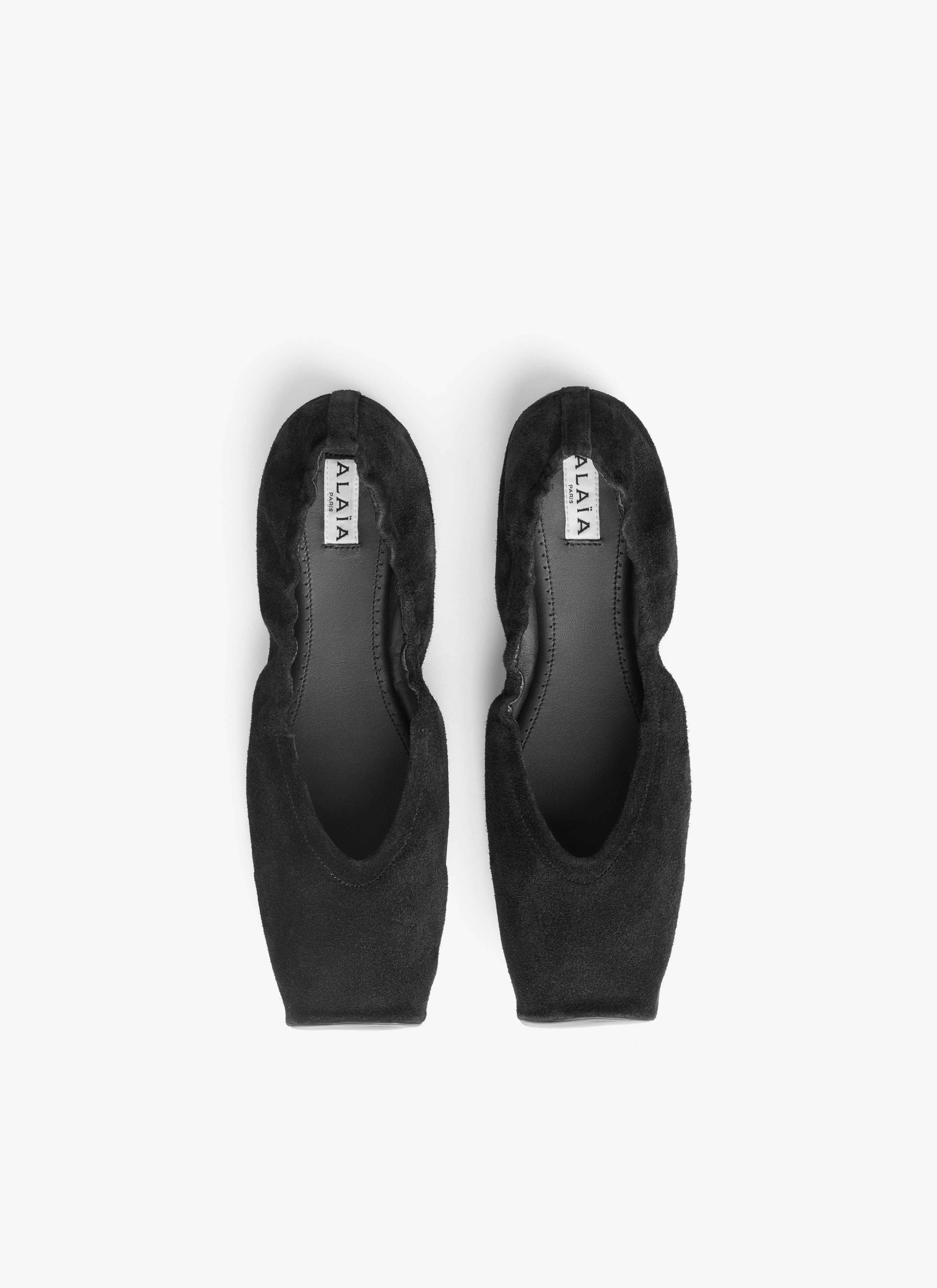 ALAÏA NEGRO BAILARINAS PLANAS CUADRADAS DE PIEL