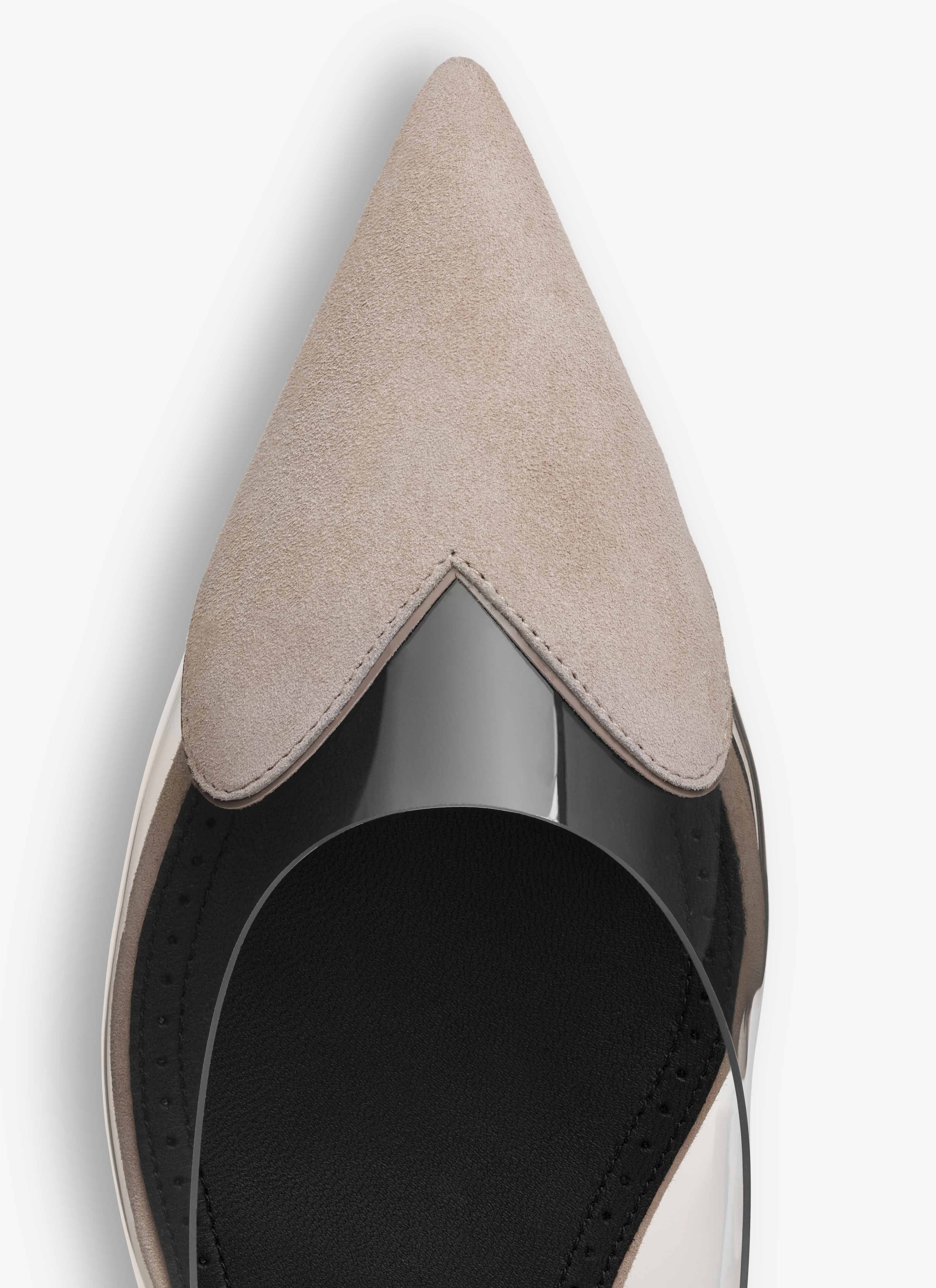 ALAÏA GRAUBEIGE FLACHE SLINGBACKS LE CŒUR AUS WILDLEDER