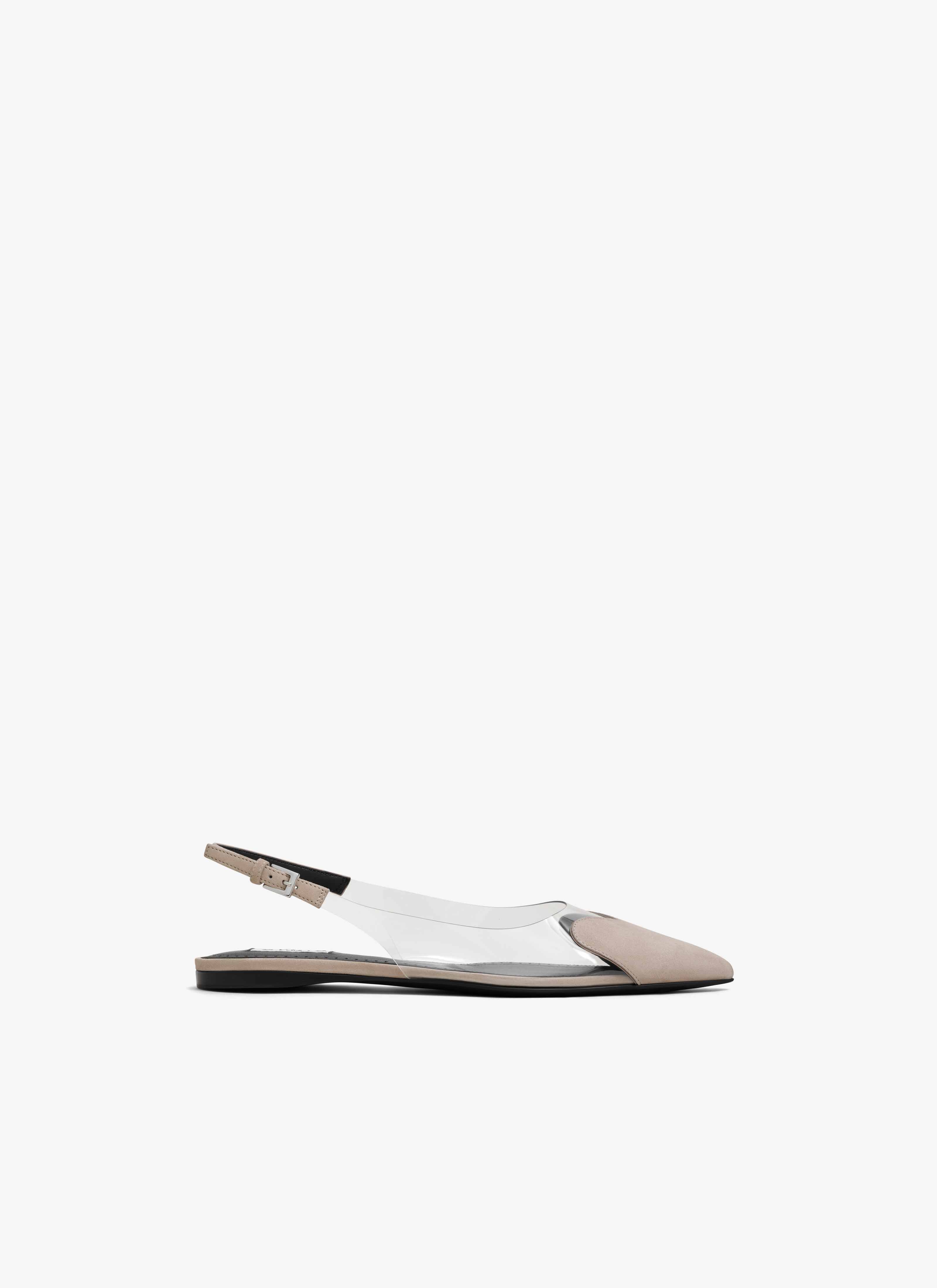 ALAÏA GRAUBEIGE FLACHE SLINGBACKS LE CŒUR AUS WILDLEDER