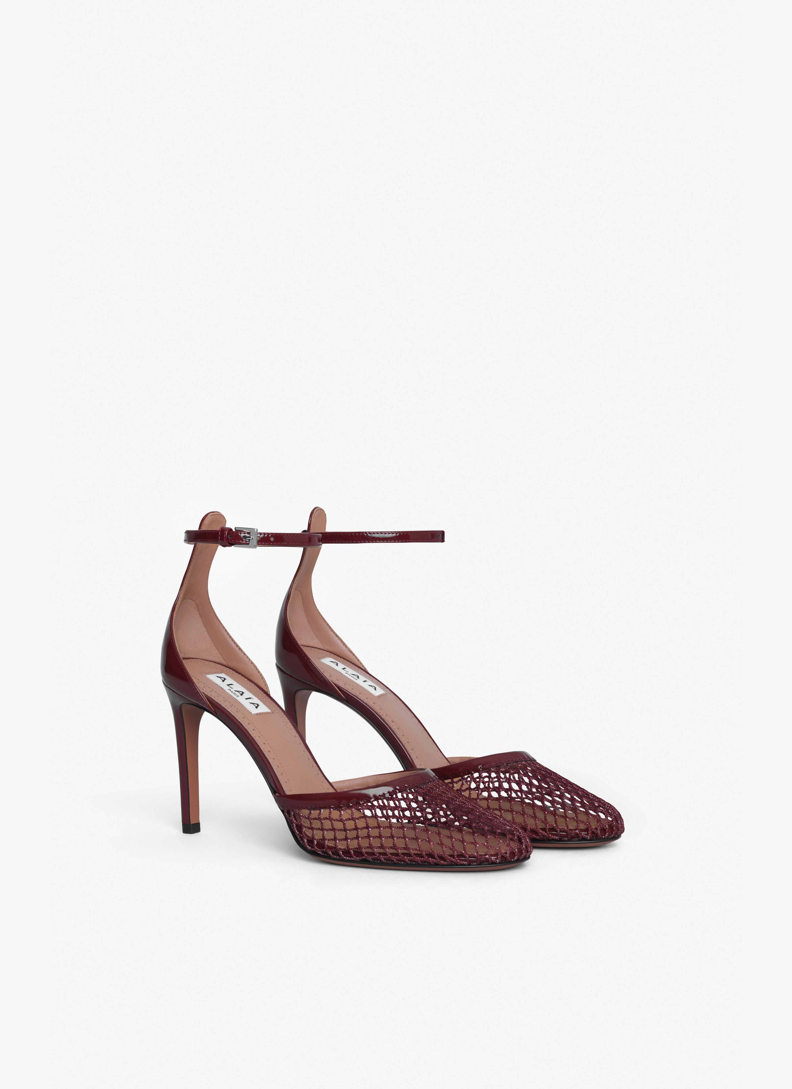 ALAÏA ROUGE FONCÉ ESCARPINS EN RÉSILLE