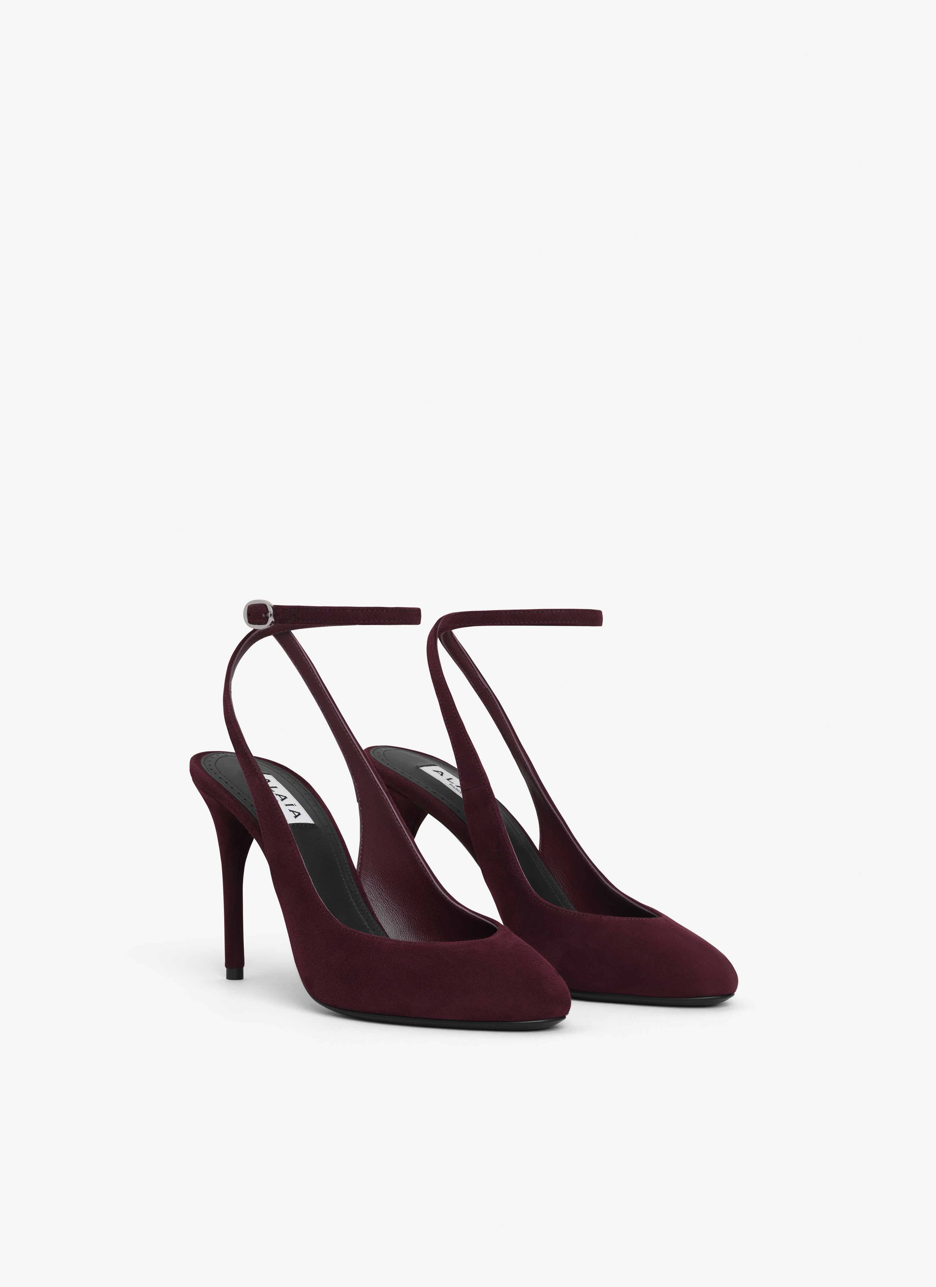 ALAÏA DARK RED DECOLLETE SLINGBACKS IN  SUEDE GOATSKIN
