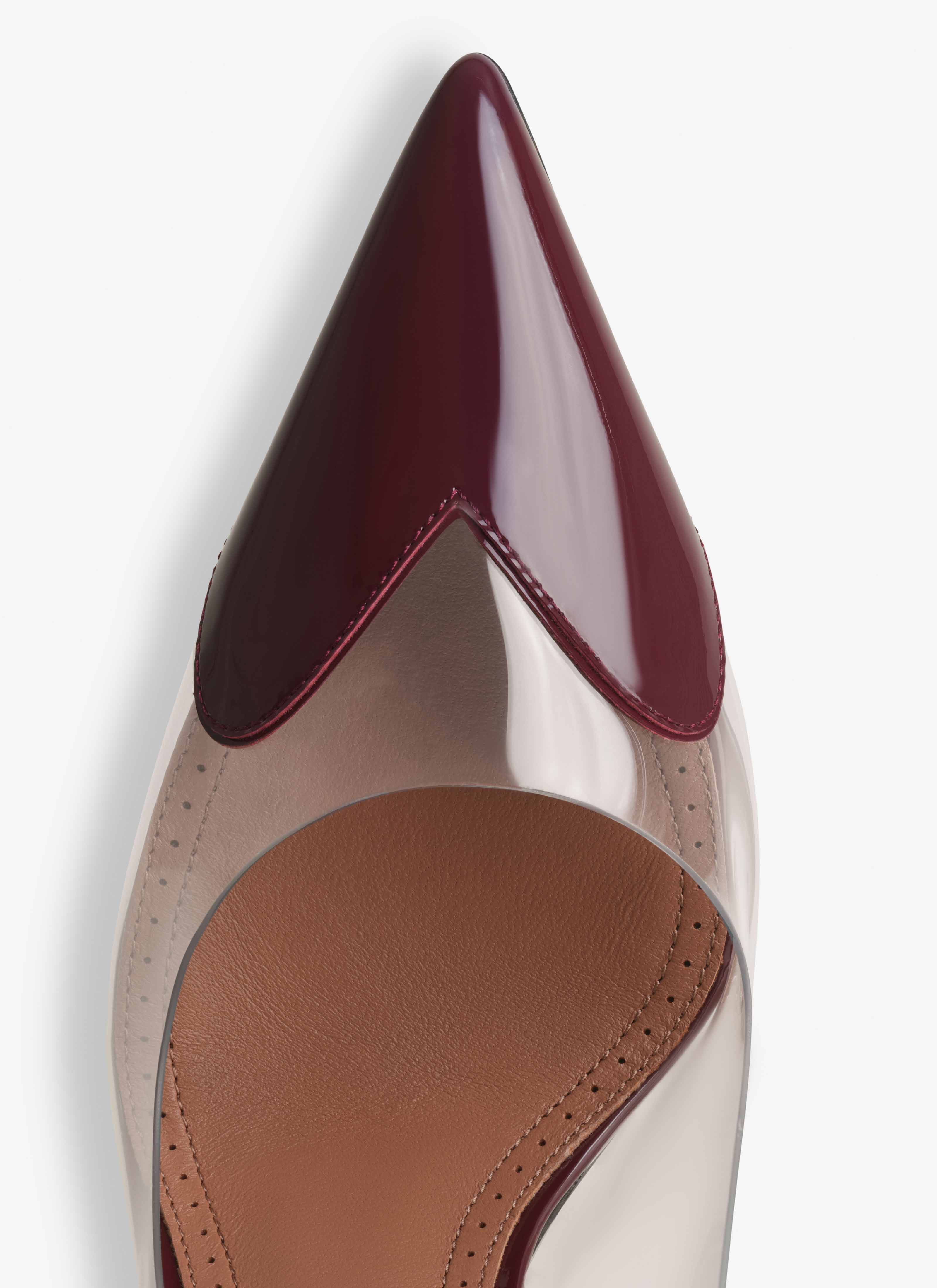 ALAÏA DARK RED LE CŒUR SLINGBACKS IN PATENT CALFSKIN