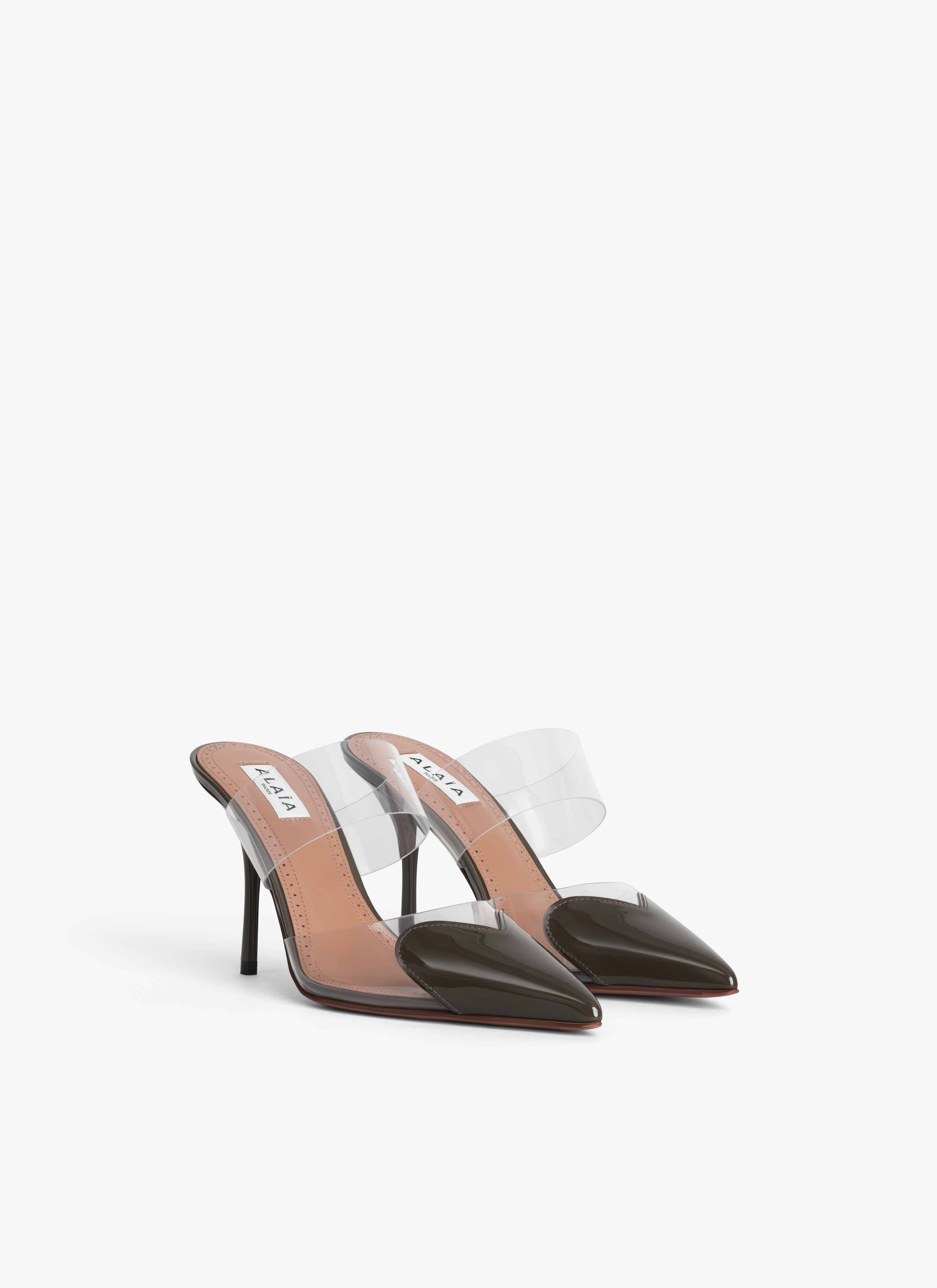 ALAÏA CAQUI MULES LE CŒUR DE CHAROL DE BECERRO