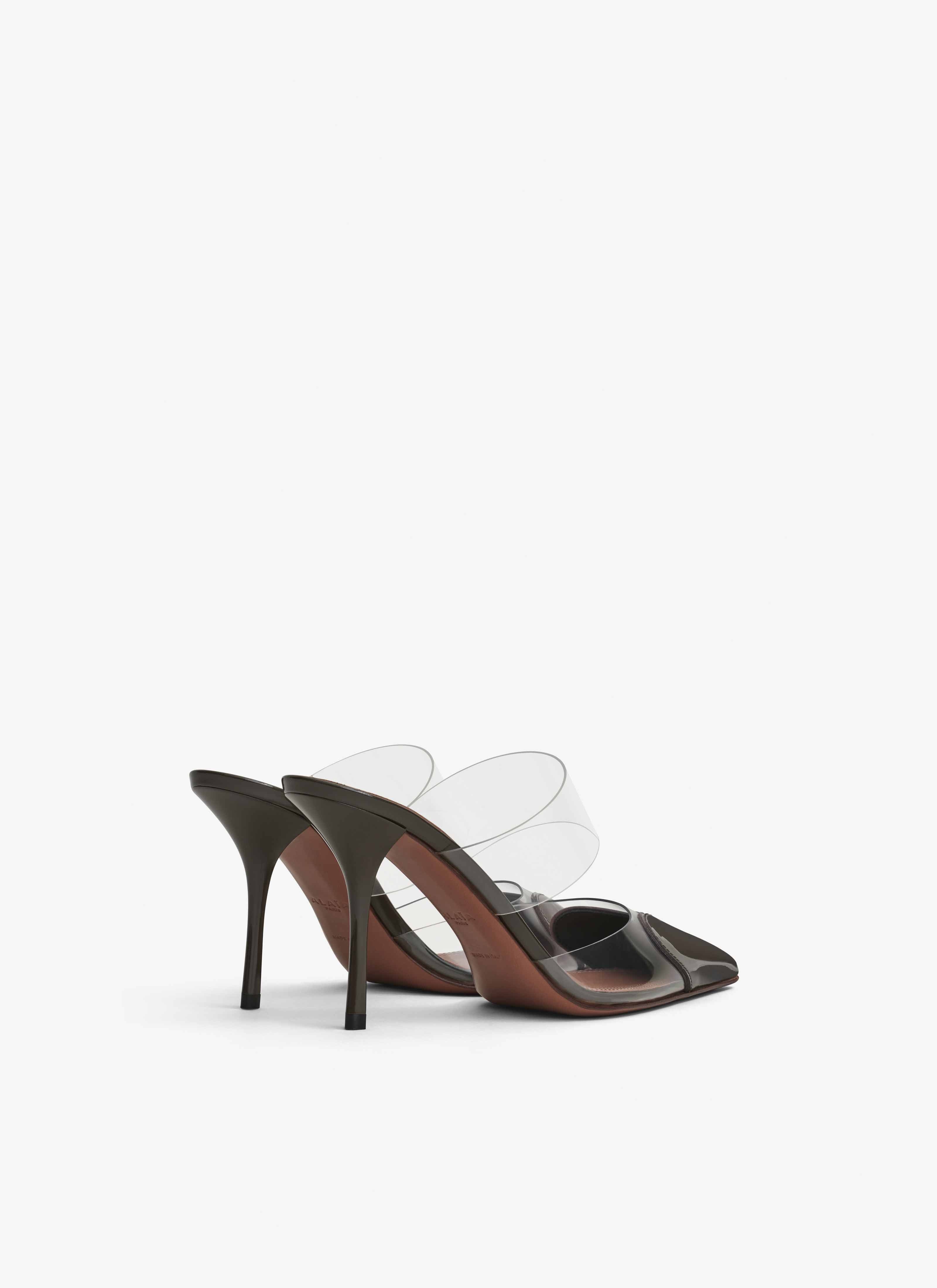 ALAÏA KHAKI PANTOLETTEN LE CŒUR AUS KALBS-LACKLEDER