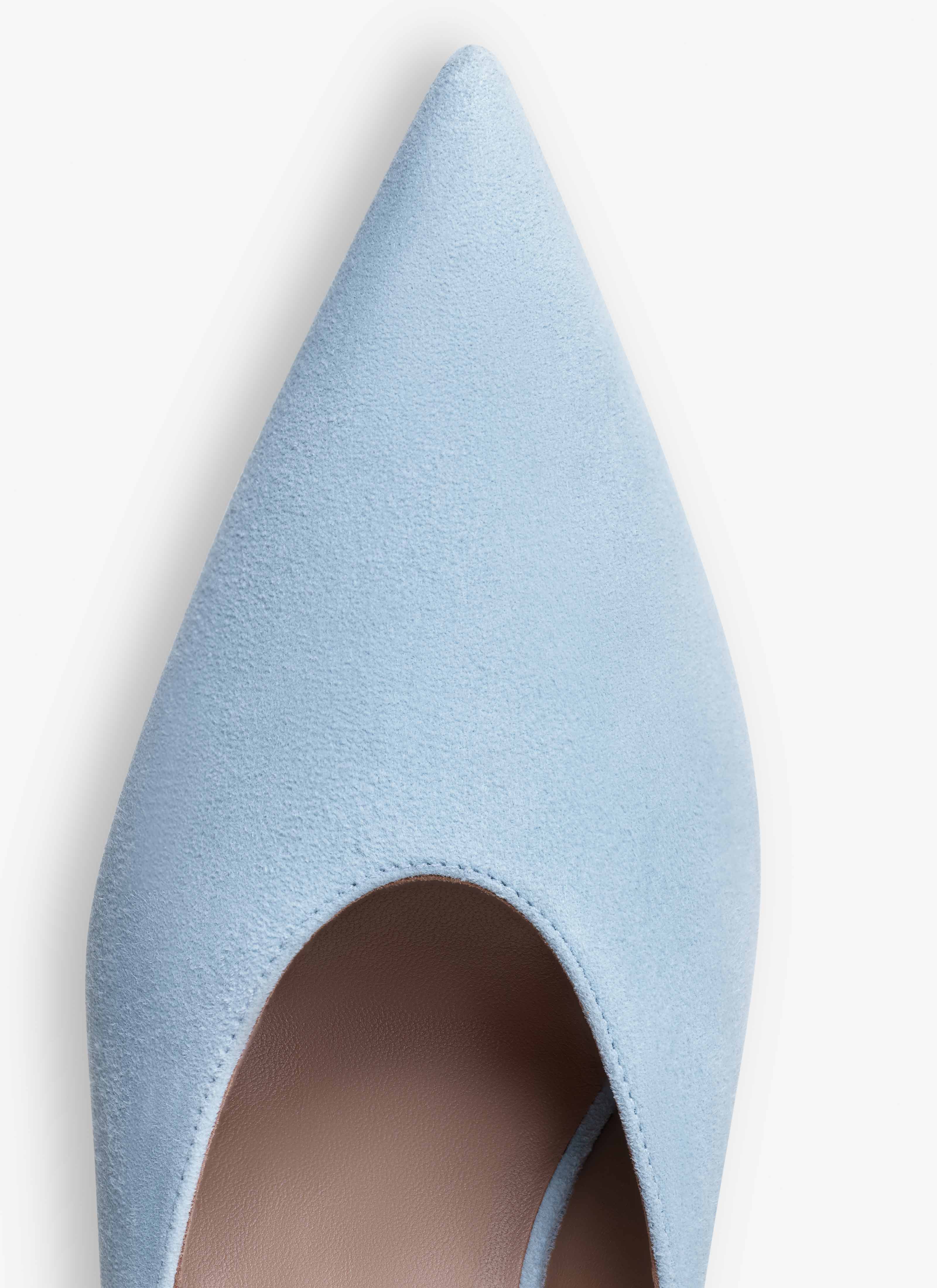 ALAÏA AZUL CLARO MULES DE CUÑA TIPO CUBO DE ANTE DE CABRA
