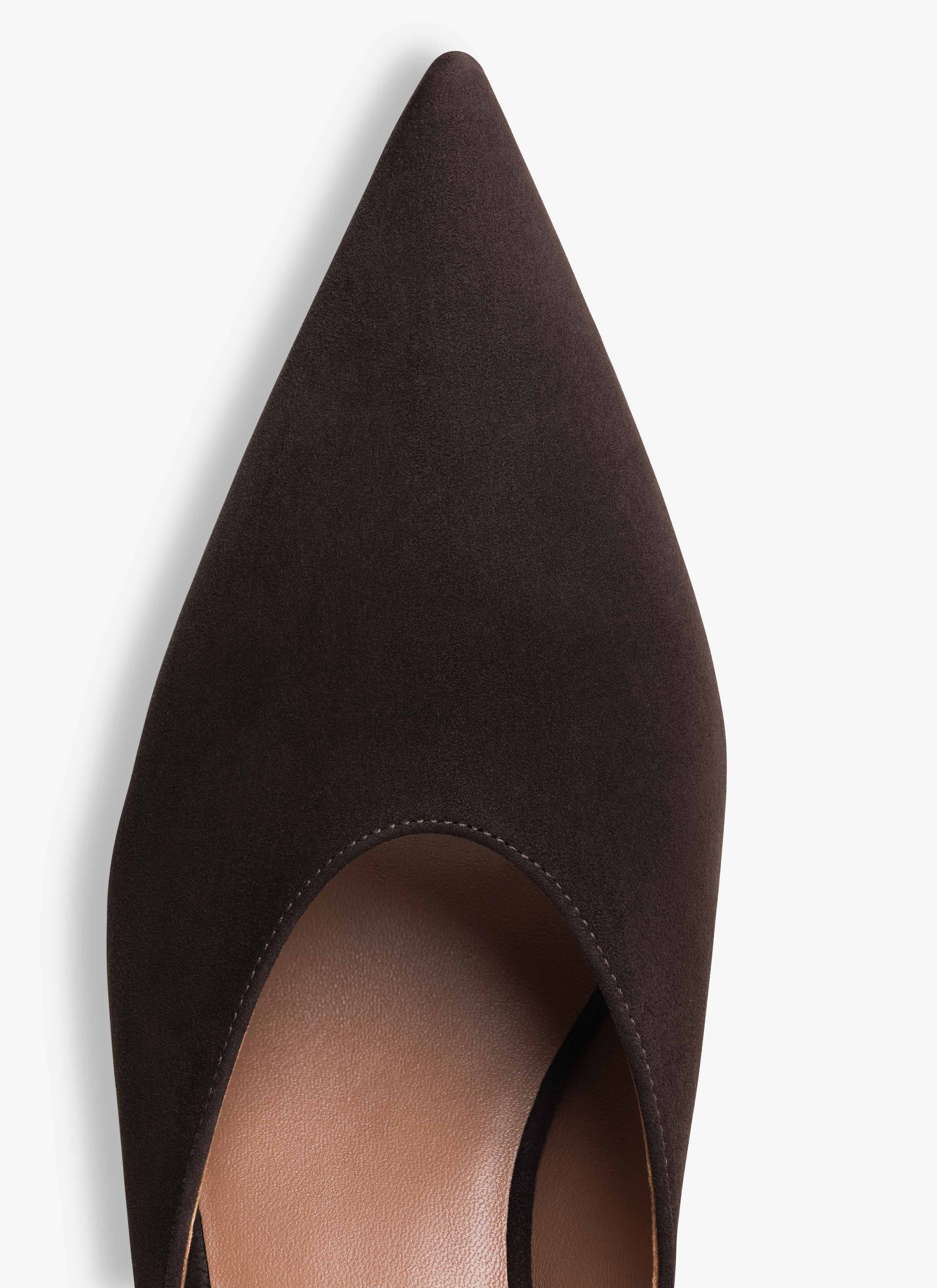 ALAÏA MARRÓN OSCURO MULES DE CUÑA TIPO CUBO DE ANTE DE CABRA
