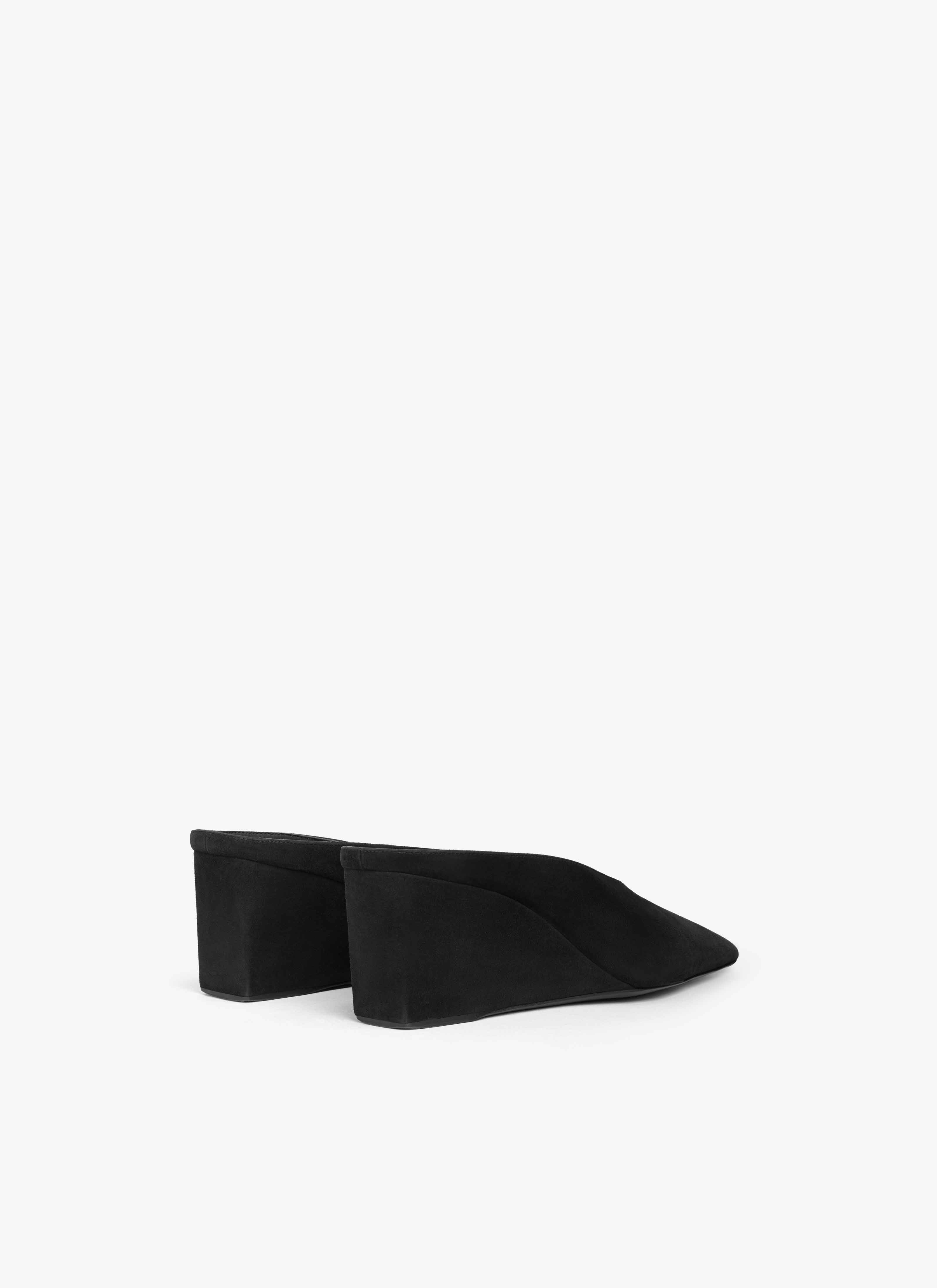 ALAÏA BLACK CUBE WEDGE MULES IN SUEDE GOATSKIN