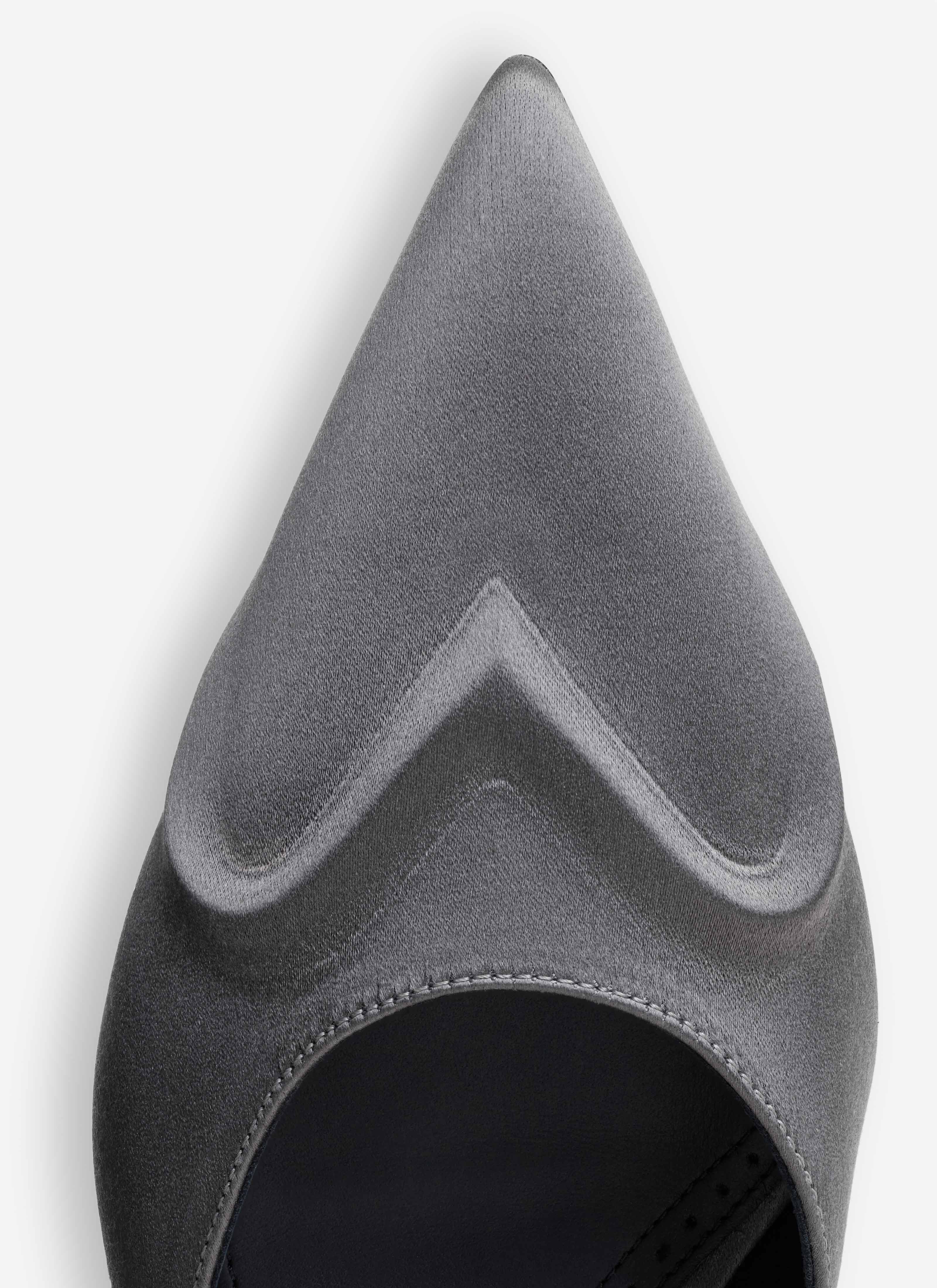 ALAÏA TAUPE LE CŒUR 3D MULES IN SATIN