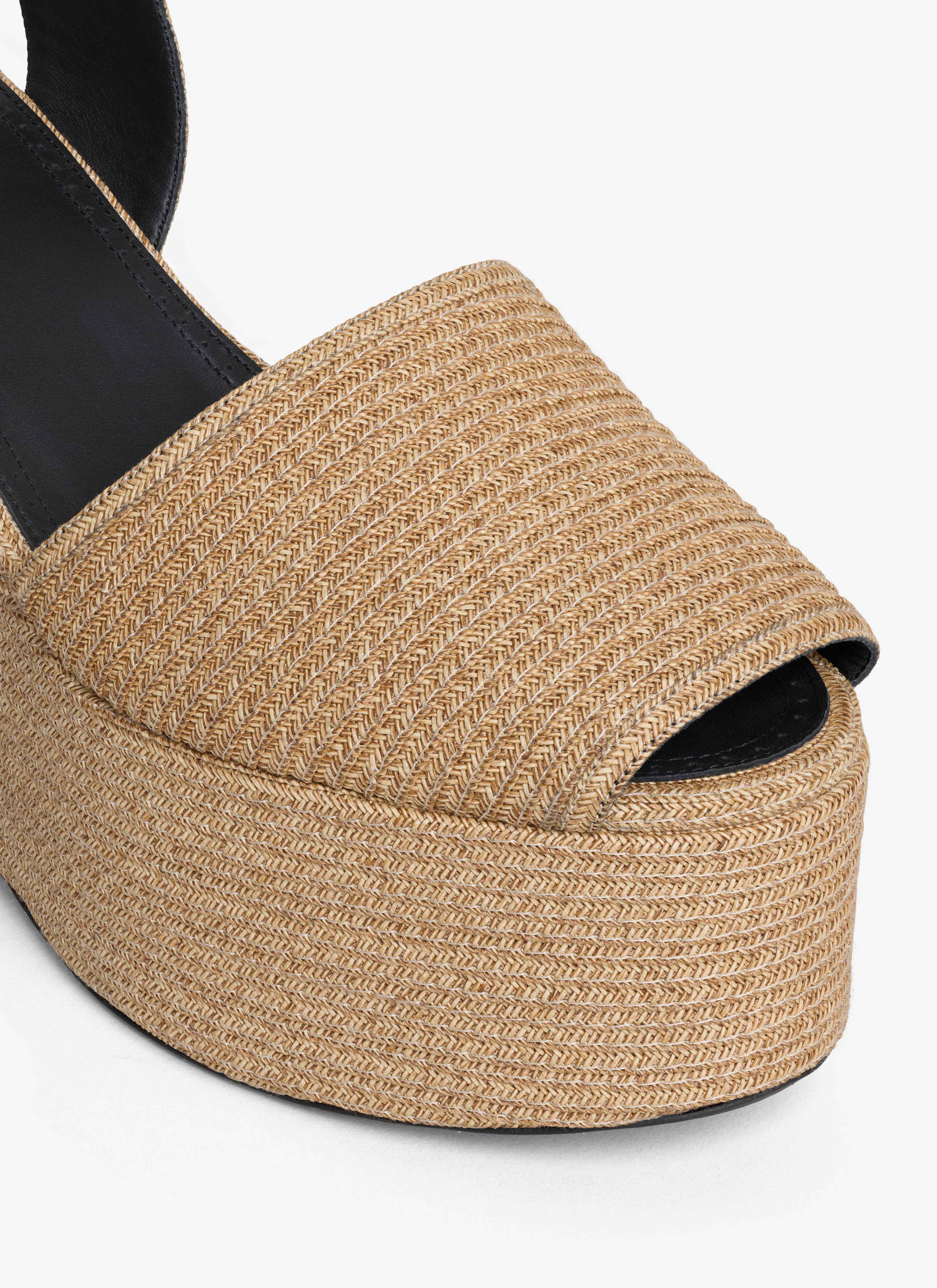 ALAÏA SANDALI WEDGE IN CANNUCCE DI CARTA NATURALE