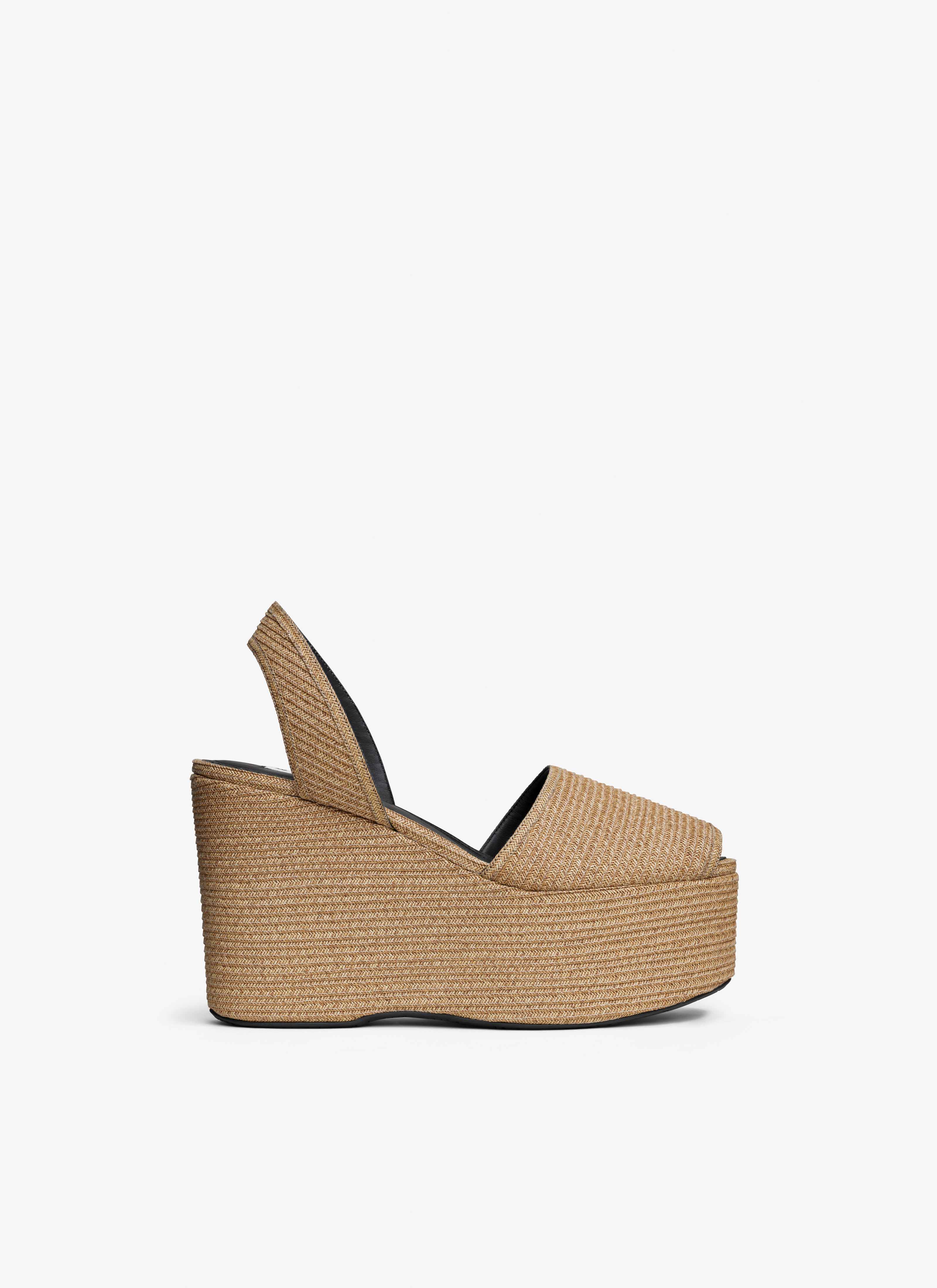 ALAÏA SANDALI WEDGE IN CANNUCCE DI CARTA NATURALE