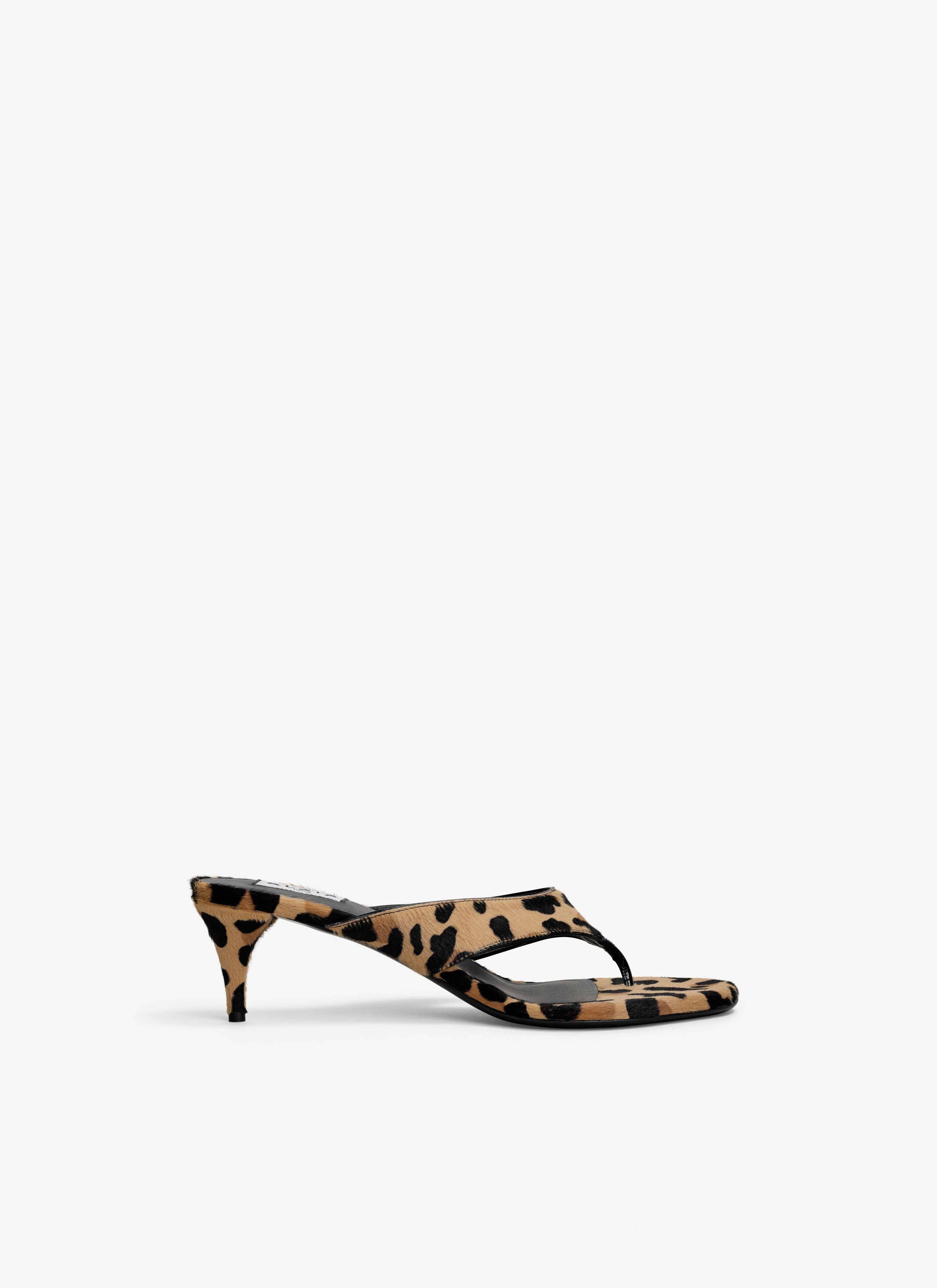 ALAÏA MARRÓN MULES DE DEDO INFRADITO DE PIEL PONY LEOPARDO