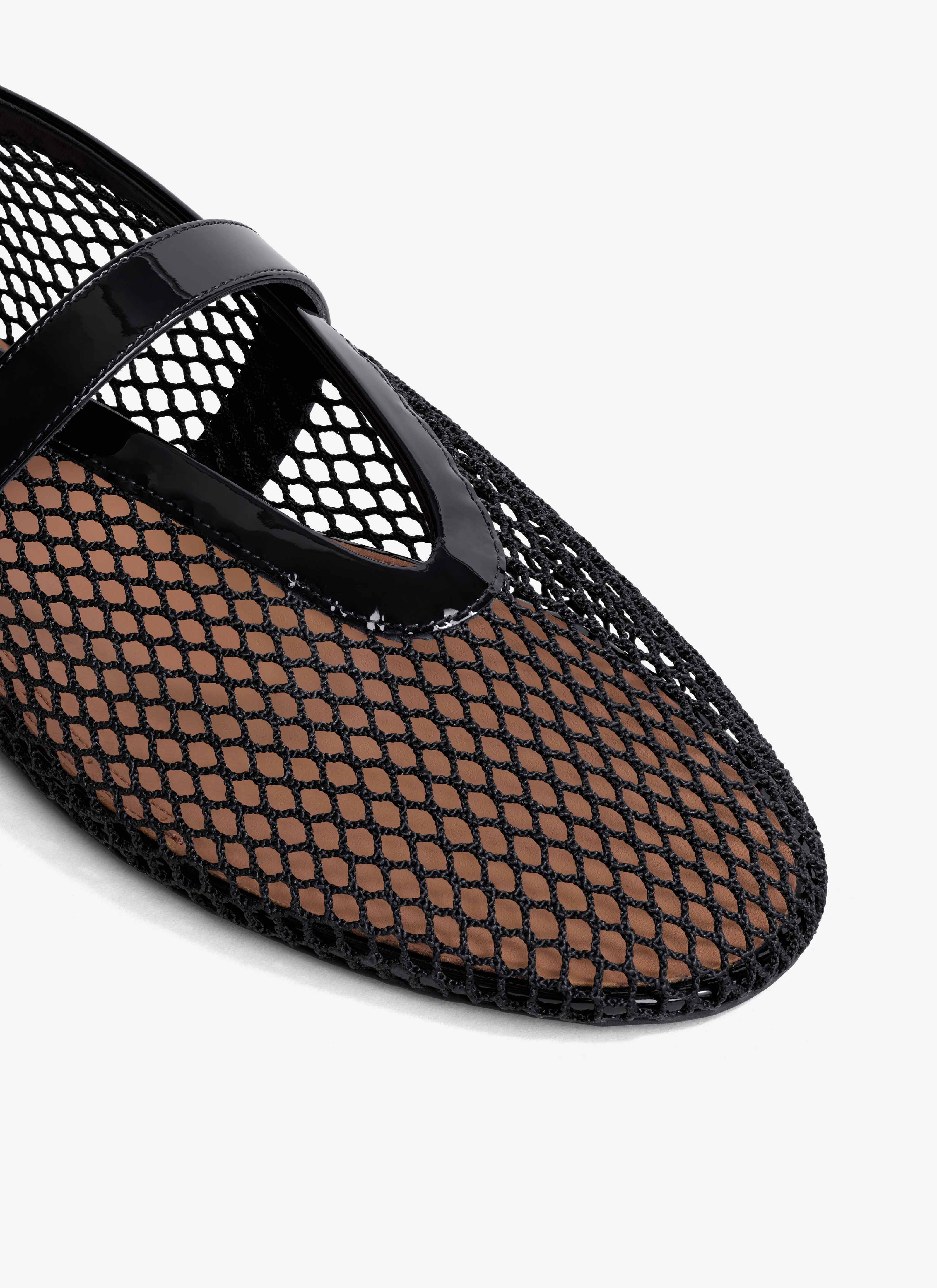 ALAÏA BLACK BALLET FLATS IN FISHNET 42-45