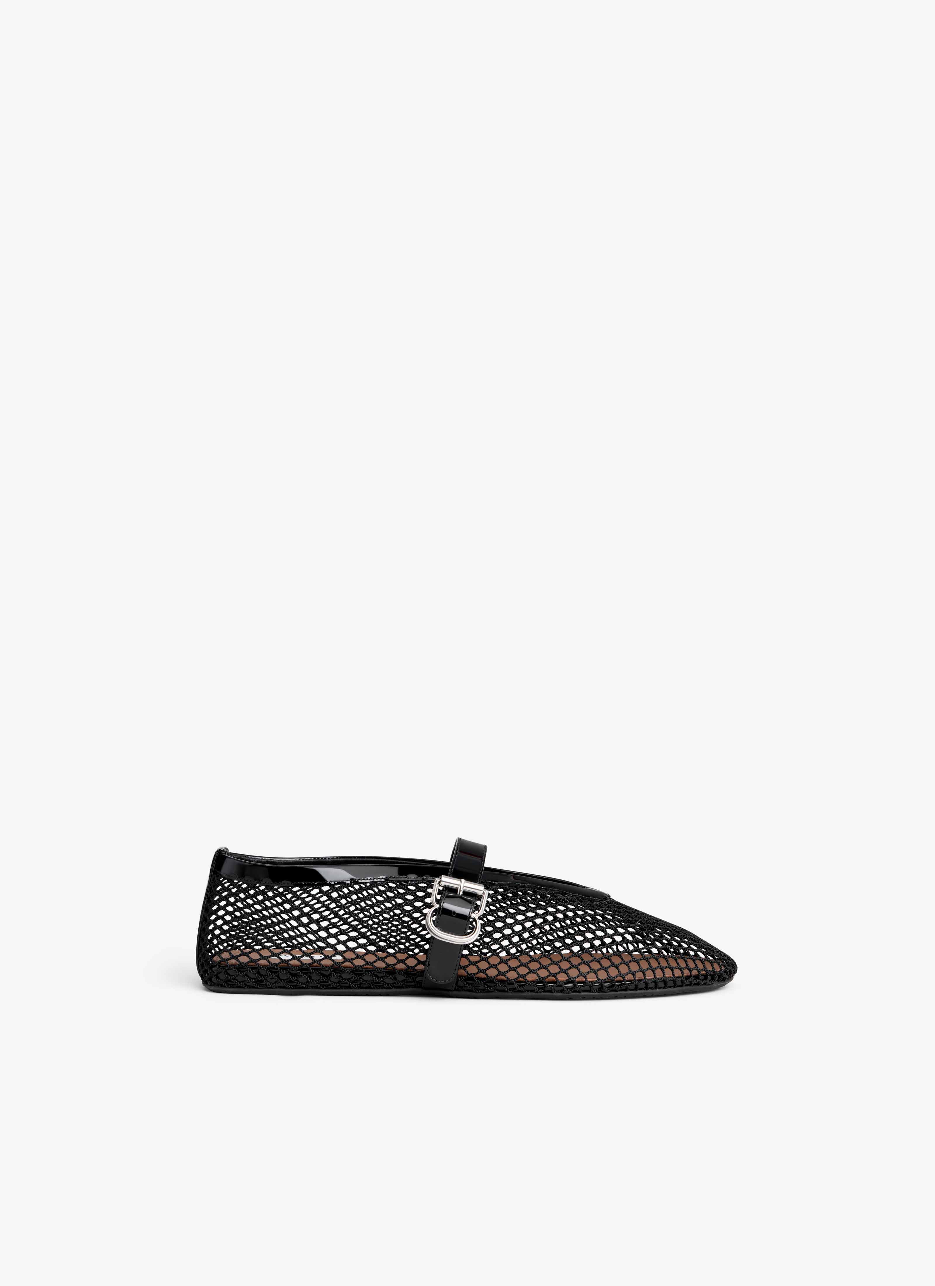 ALAÏA BLACK BALLET FLATS IN FISHNET 42-45