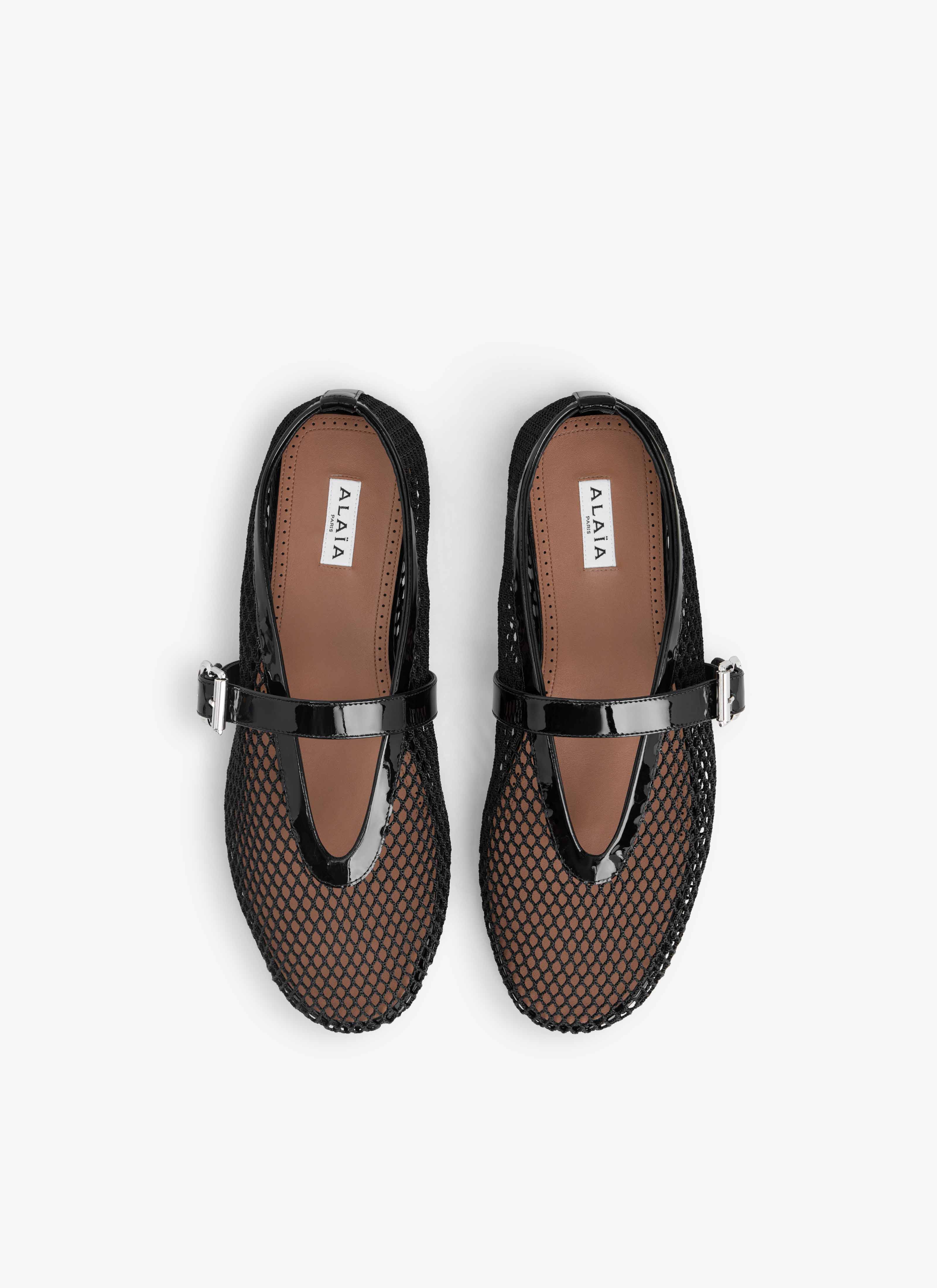 ALAÏA BLACK BALLET FLATS IN FISHNET 42-45