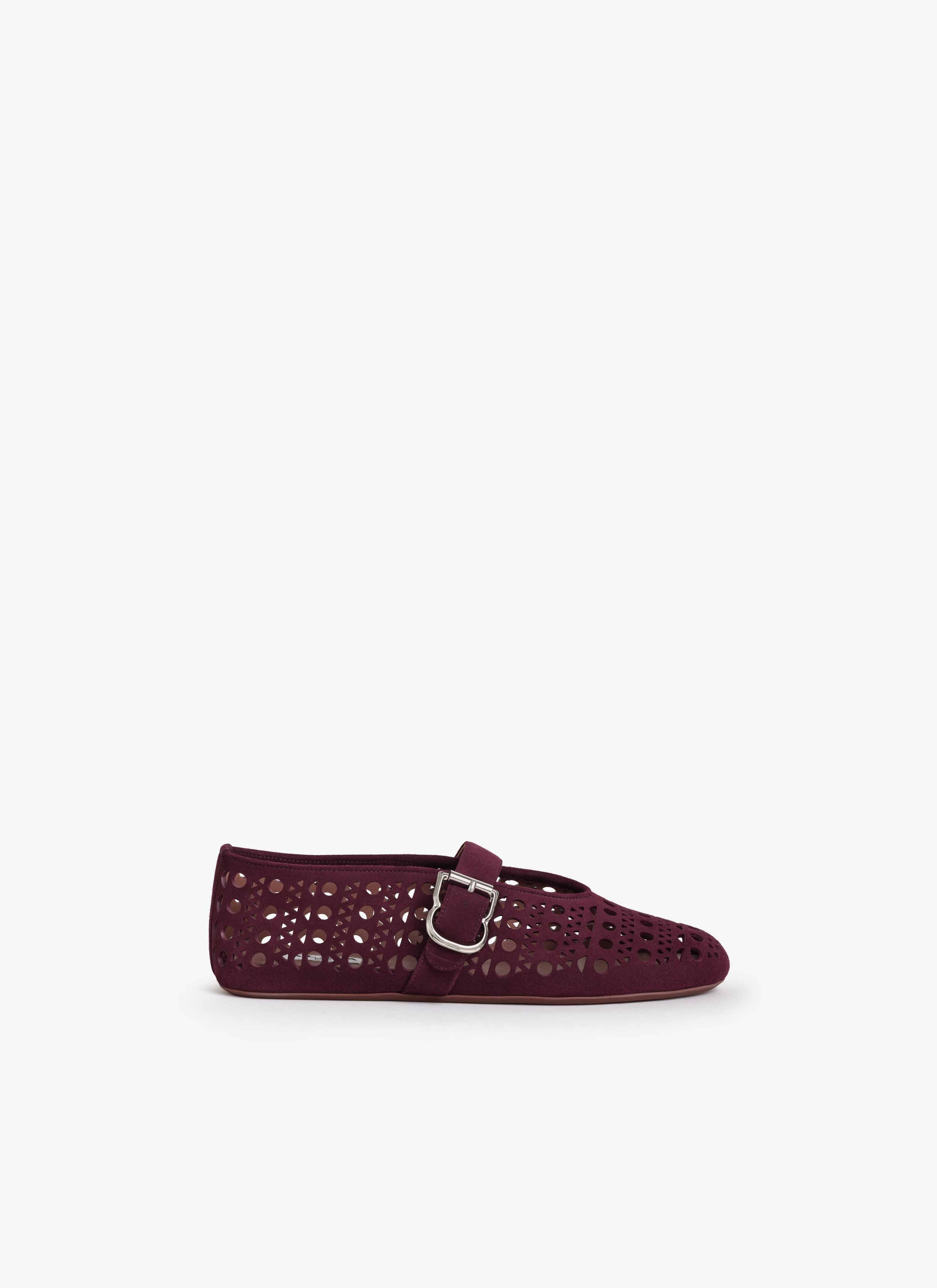 ALAÏA GARNET RED BALLET FLATS IN VIENNE SUEDE
