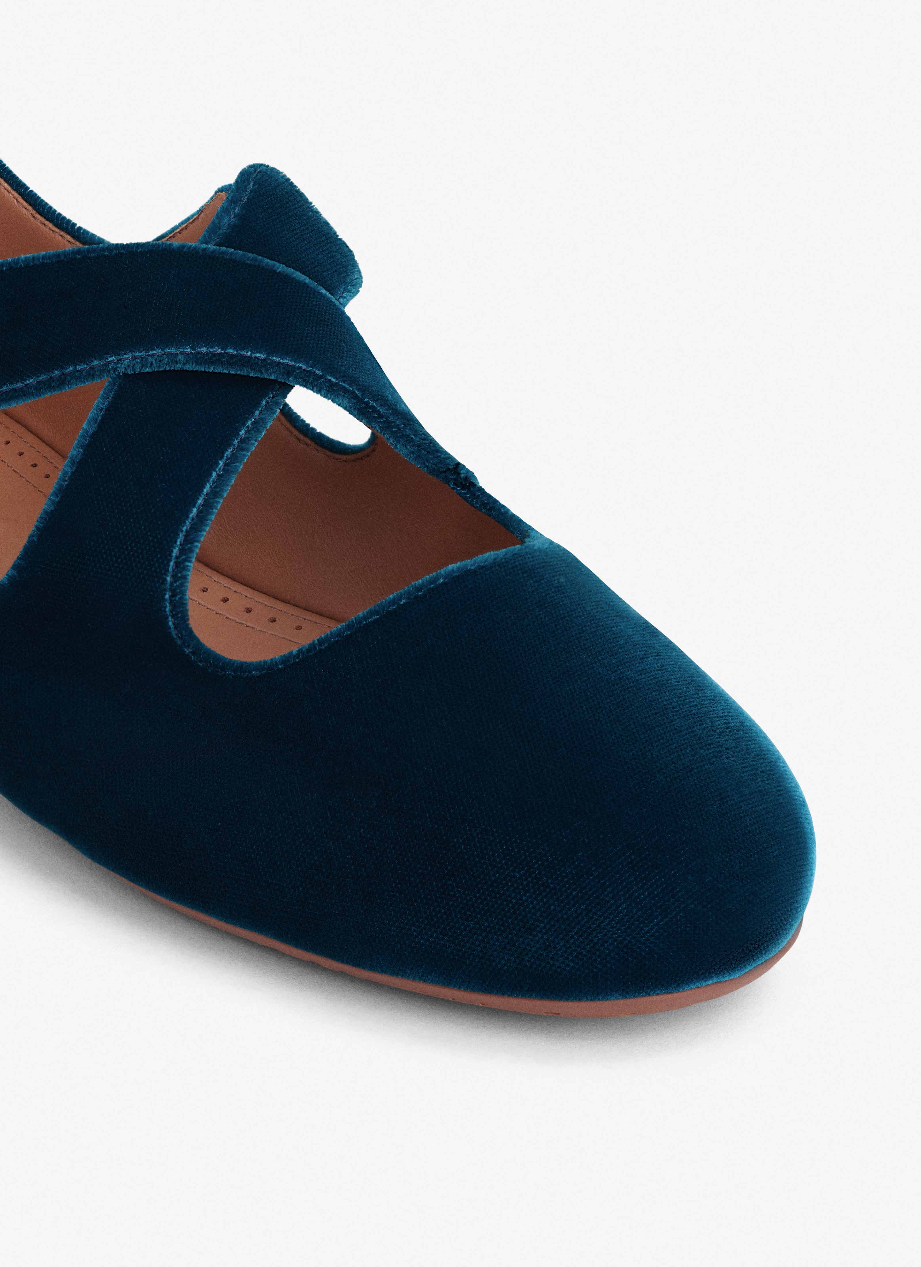 ALAÏA DARK PETROL CRISS CROSS BALLET FLATS IN VELVET