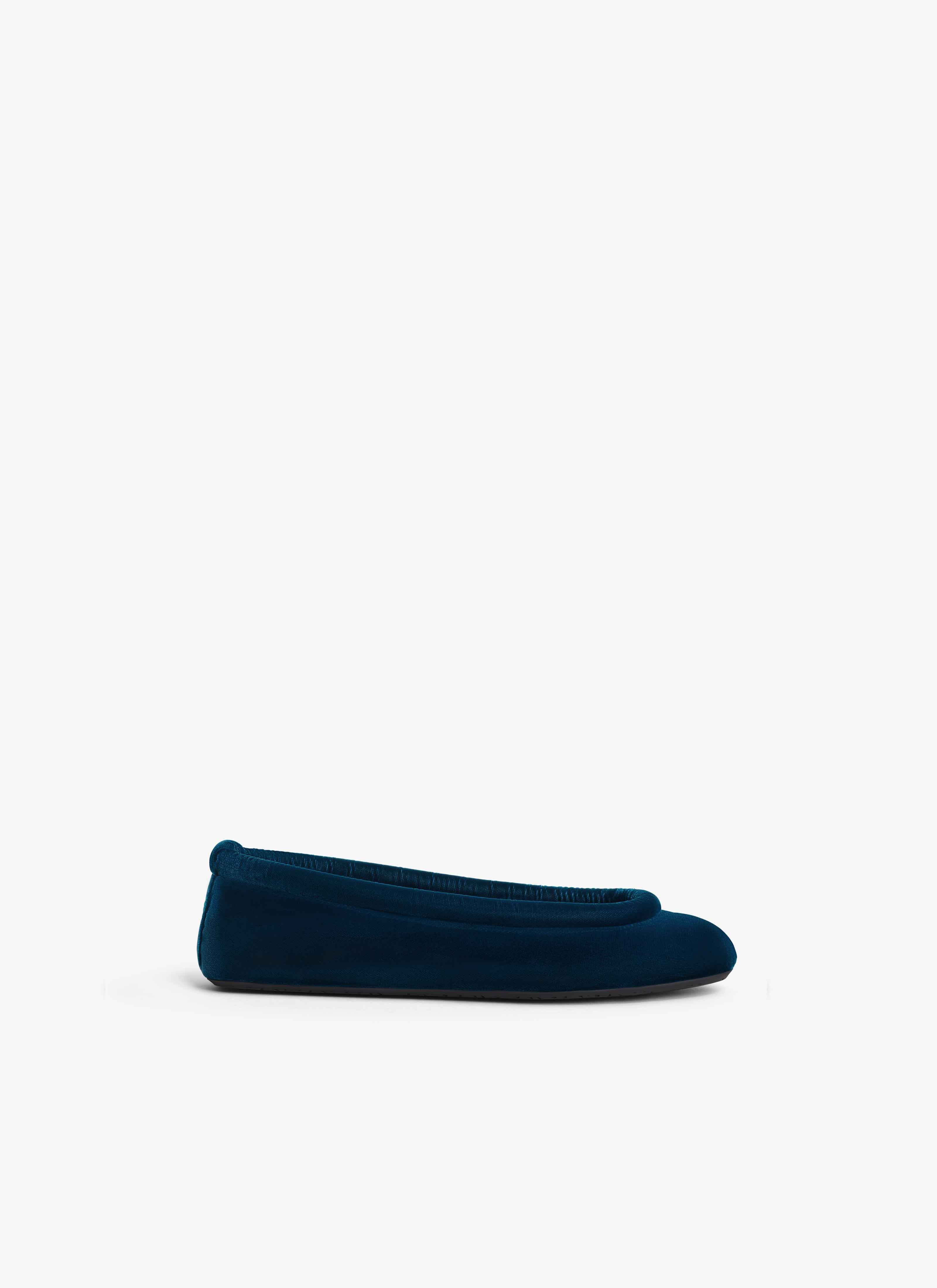 ALAÏA DARK PETROL BALLET FLATS IN VELVET