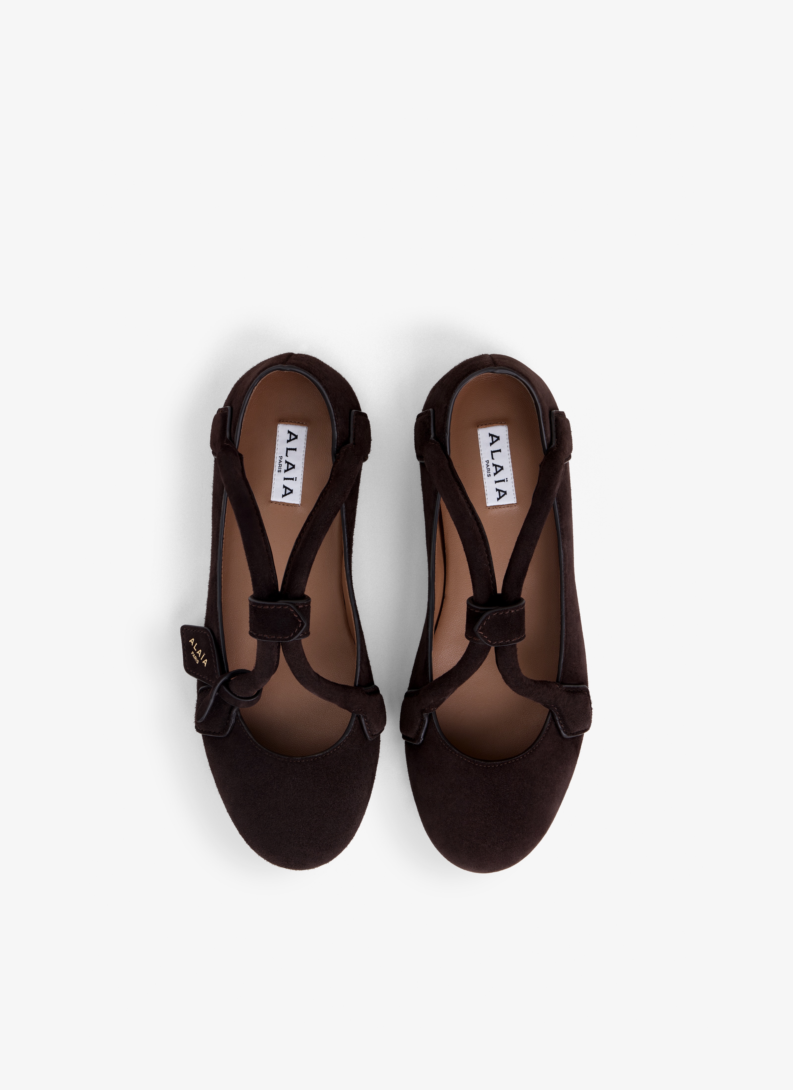 ALAÏA DARK BROWN LE TECKEL BALLET FLATS IN SUEDE GOATSKIN