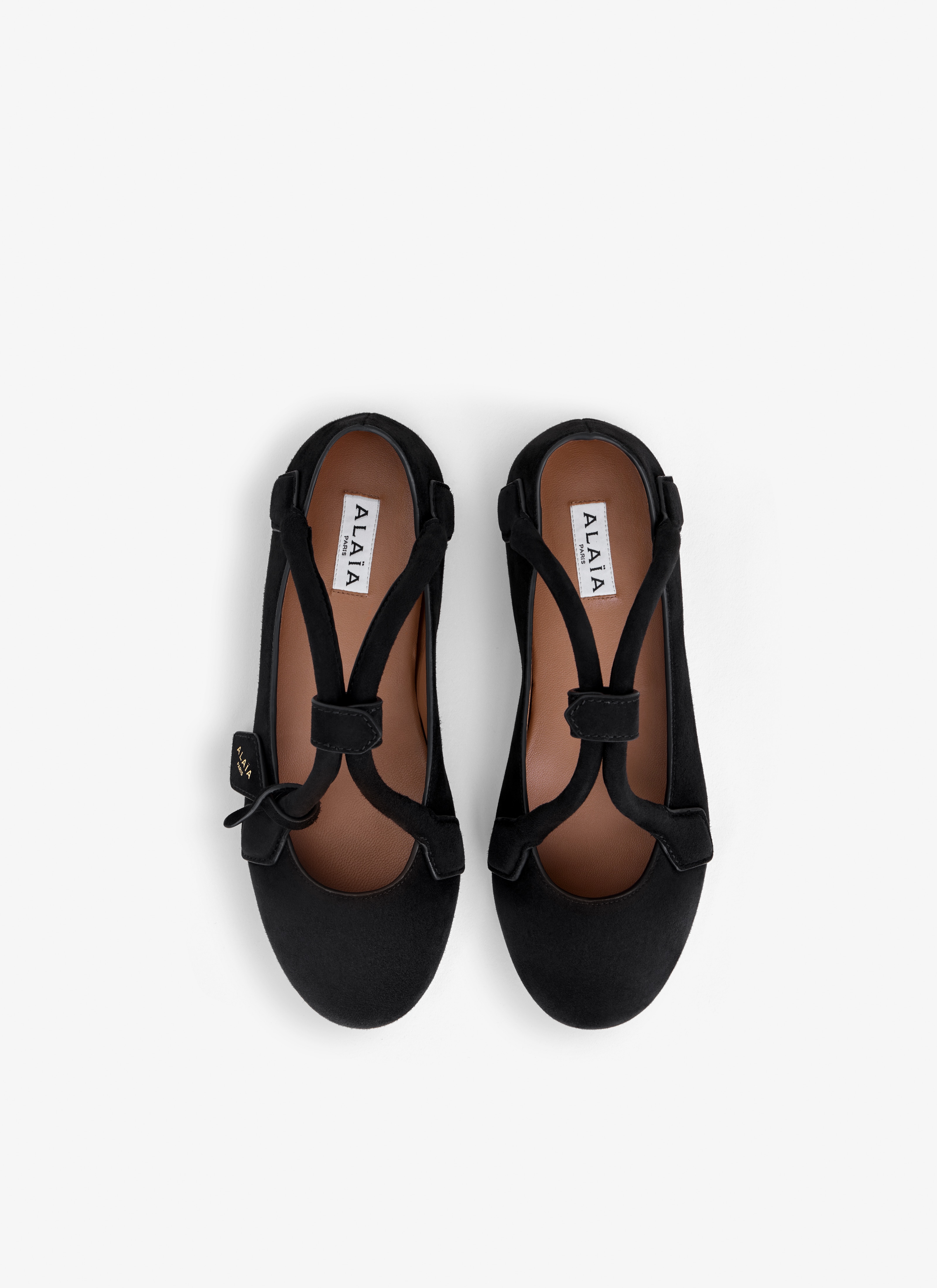 ALAÏA BLACK LE TECKEL BALLET FLATS IN SUEDE GOATSKIN