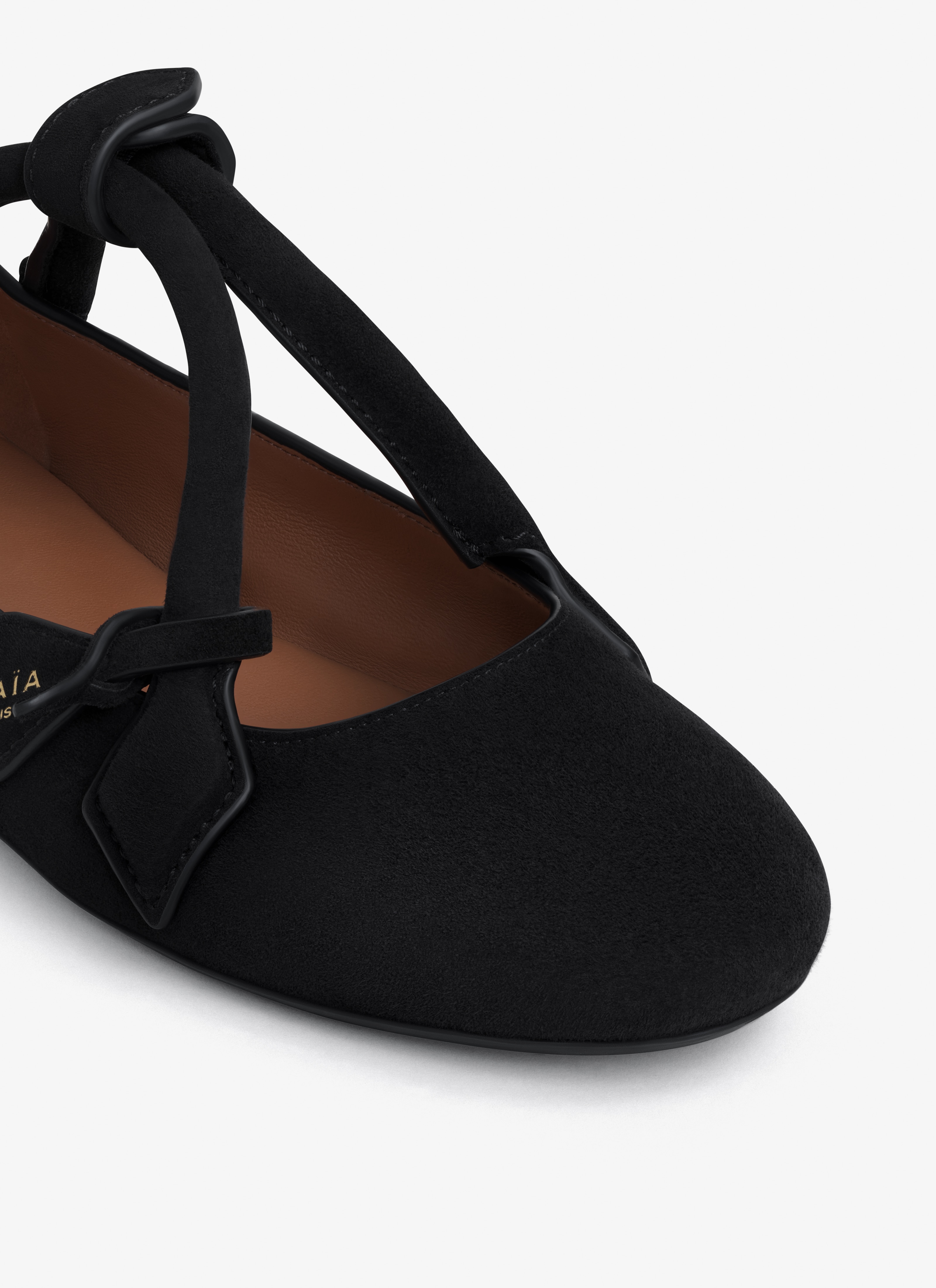 ALAÏA BLACK LE TECKEL BALLET FLATS IN SUEDE GOATSKIN