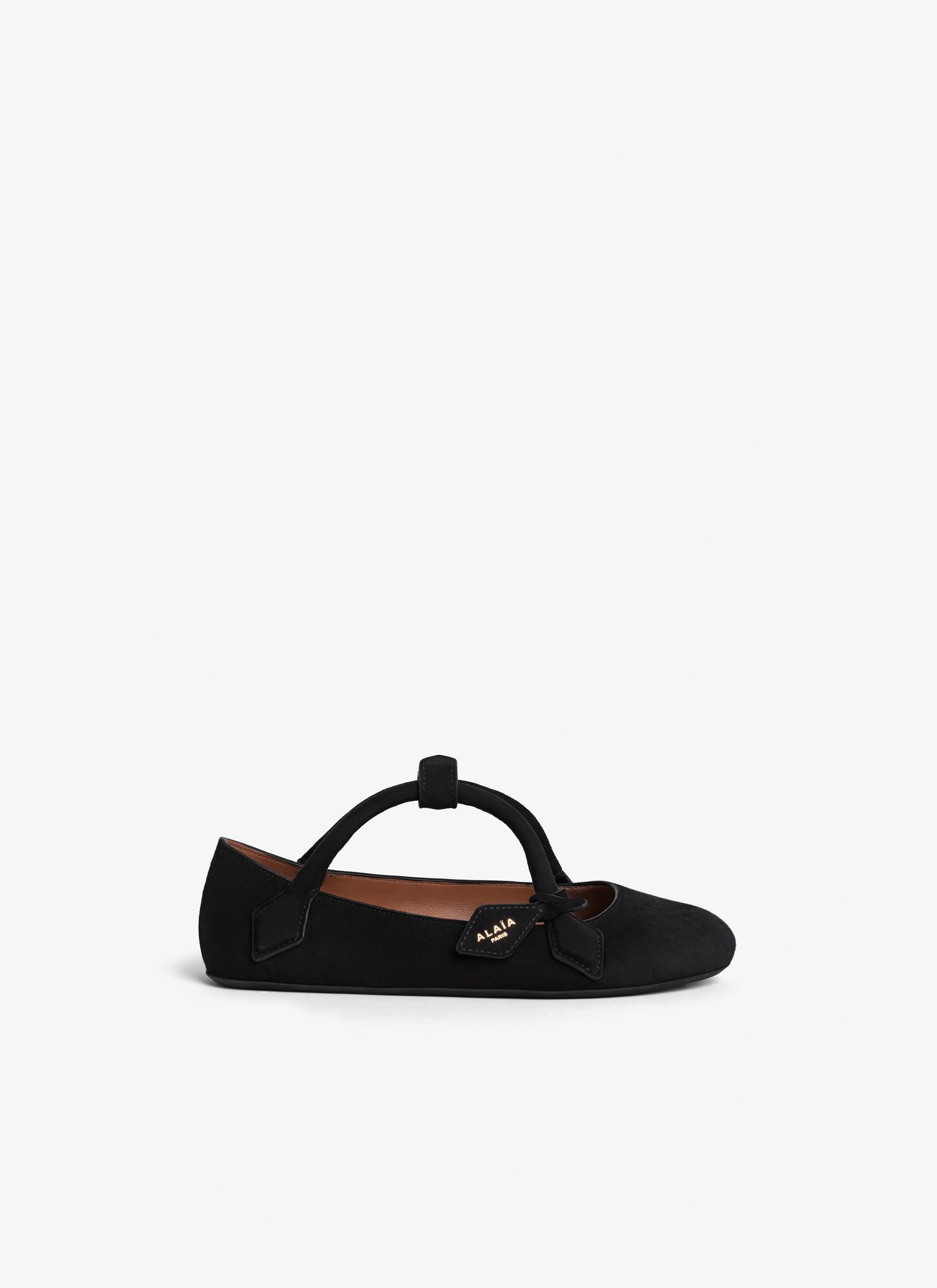ALAÏA BLACK LE TECKEL BALLET FLATS IN SUEDE GOATSKIN