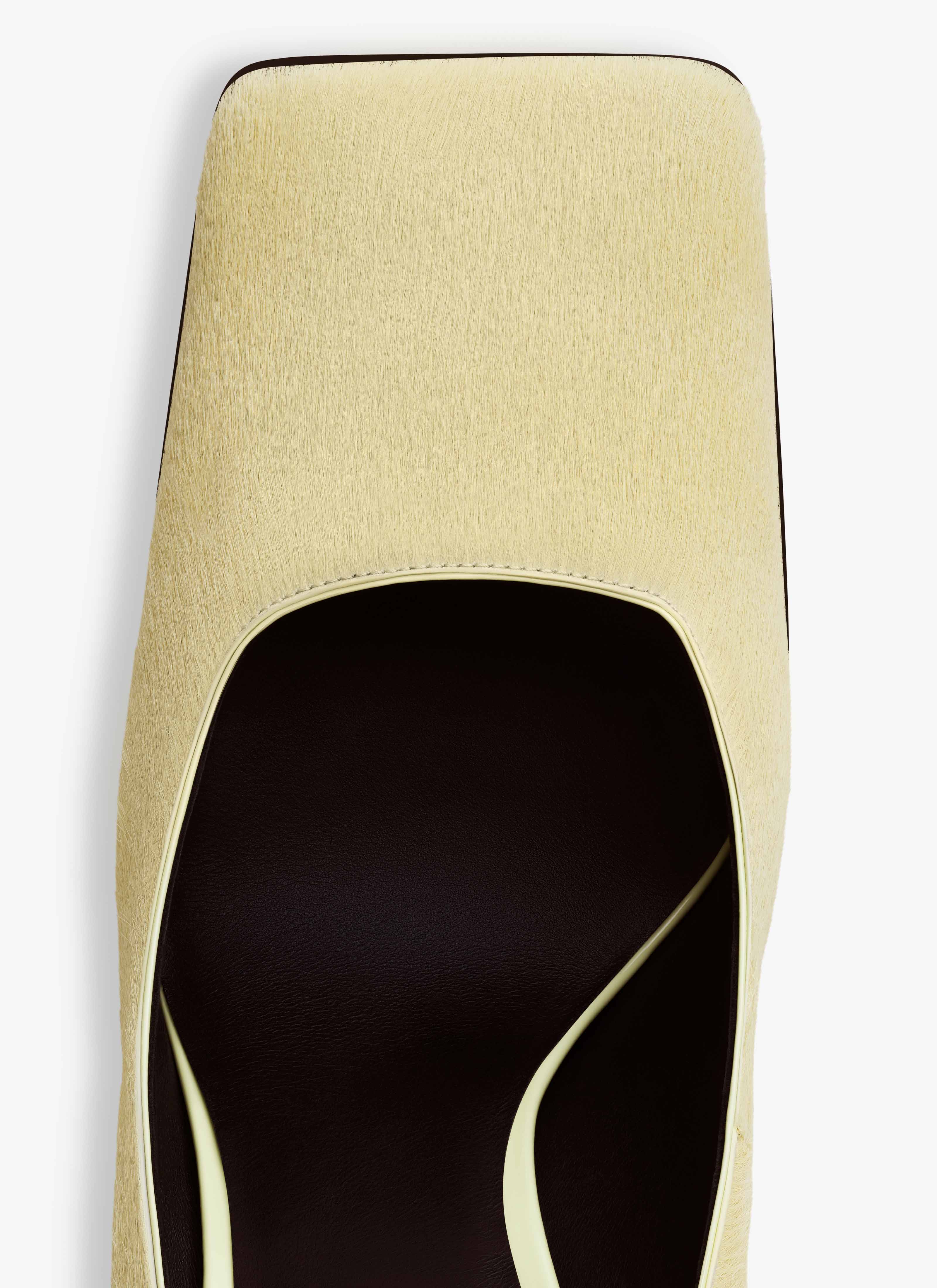 ALAÏA LEMON YELLOW SQUARE PUMPS IN HAIRCALF