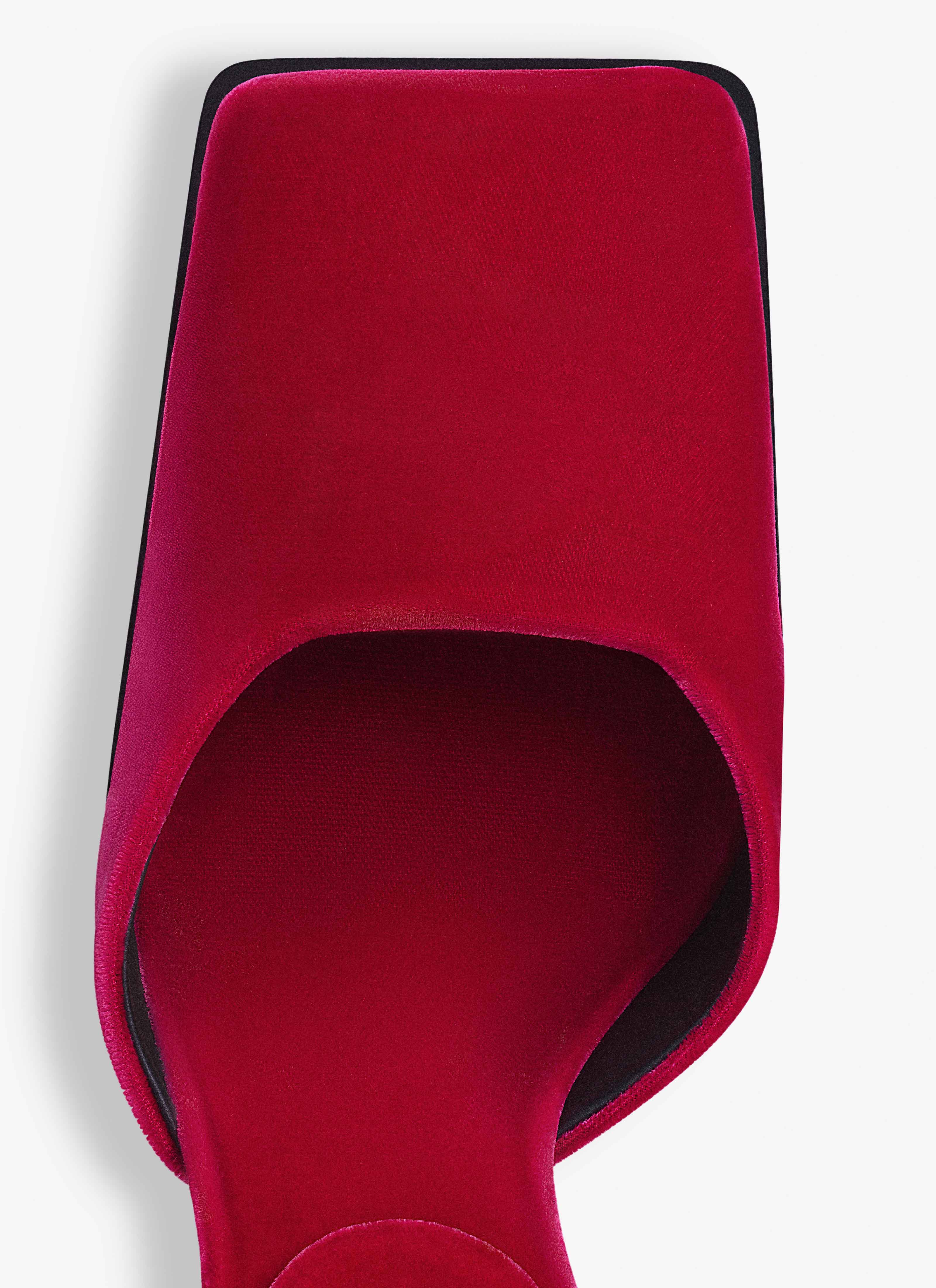 ALAÏA FUCHSIA SQUARE D'ORSAY PUMPS IN VELVET