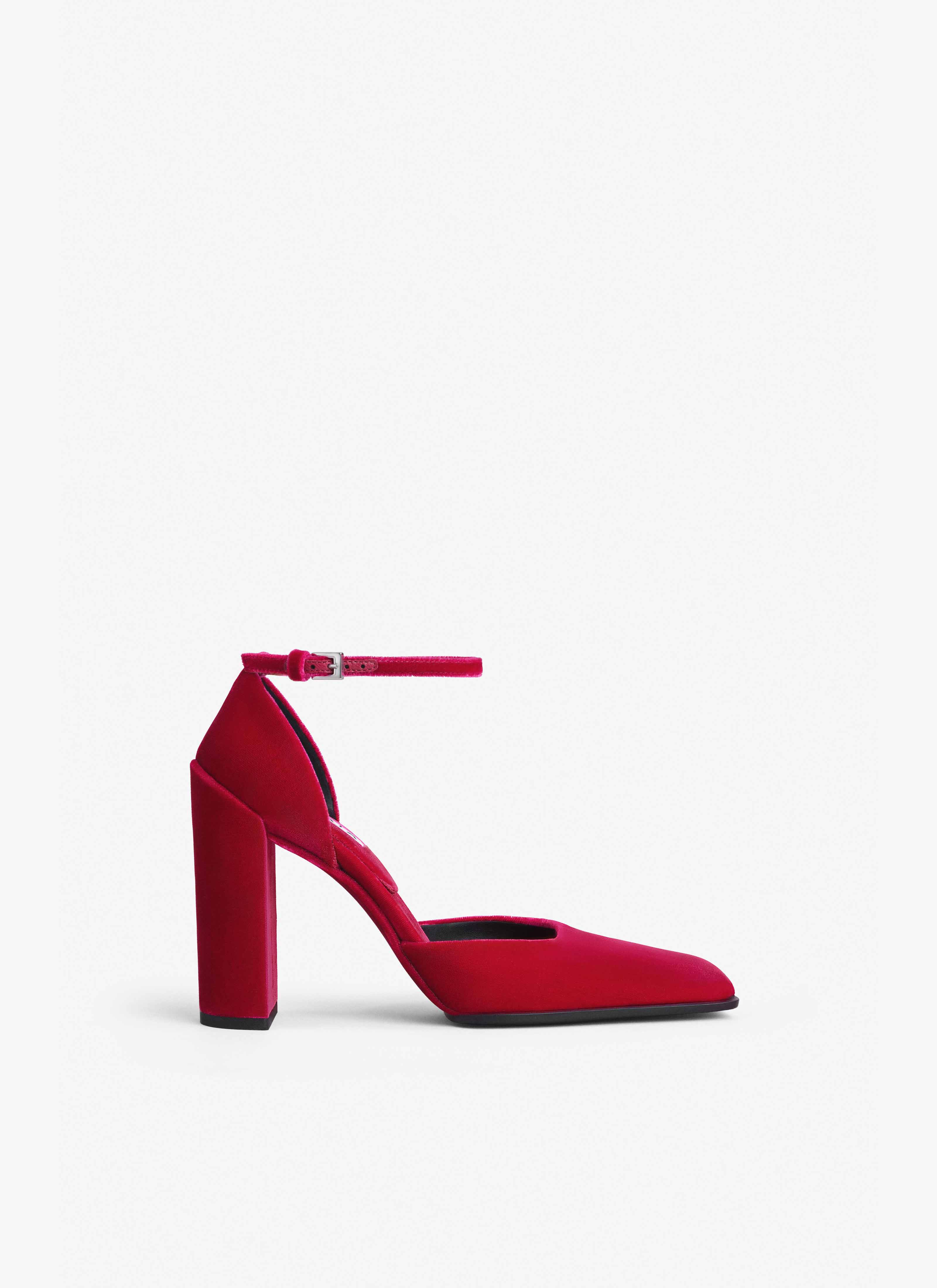 ALAÏA FUCHSIA SQUARE D'ORSAY PUMPS IN VELVET