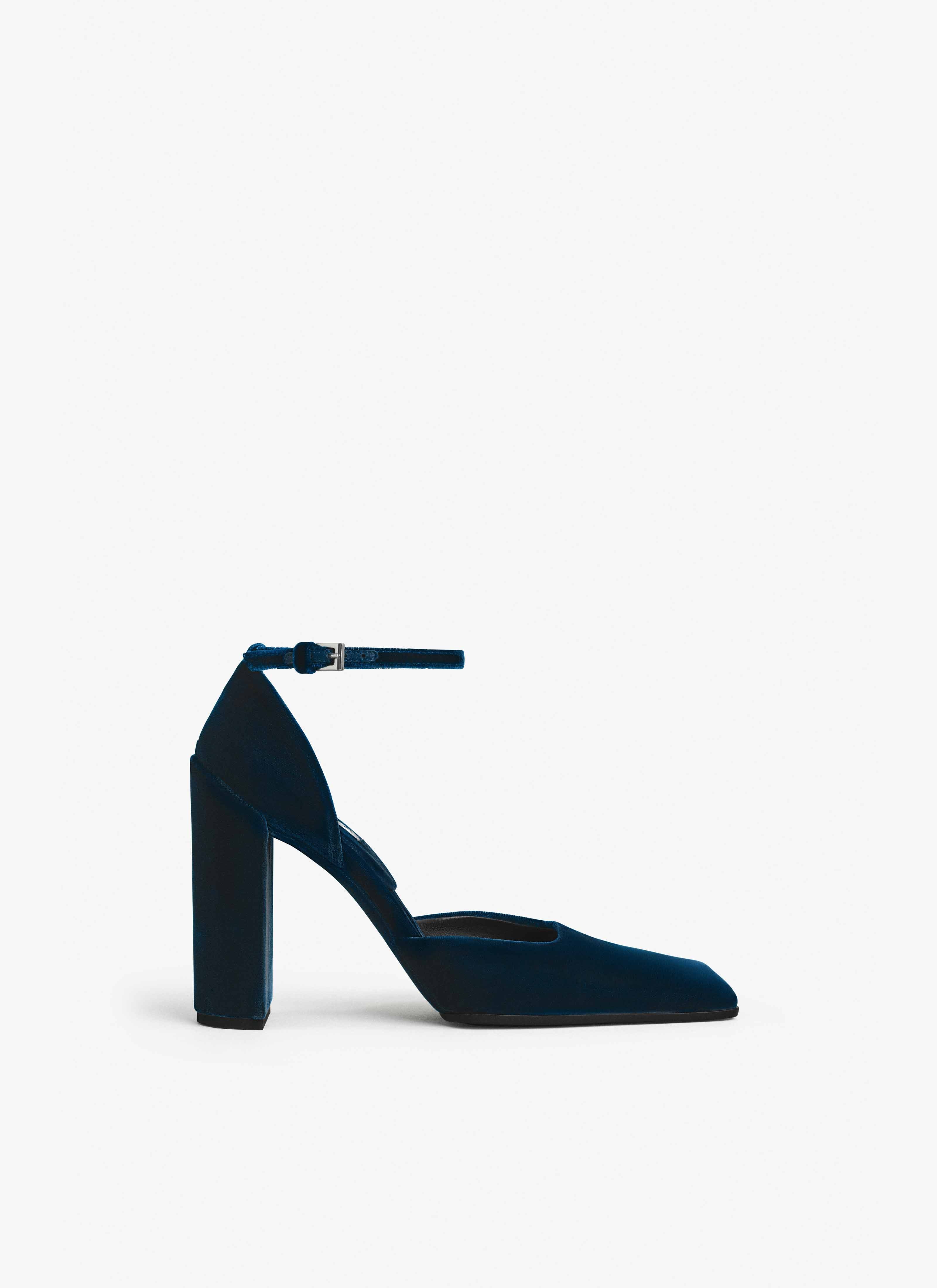 ALAÏA DARK PETROL SQUARE D'ORSAY PUMPS IN VELVET