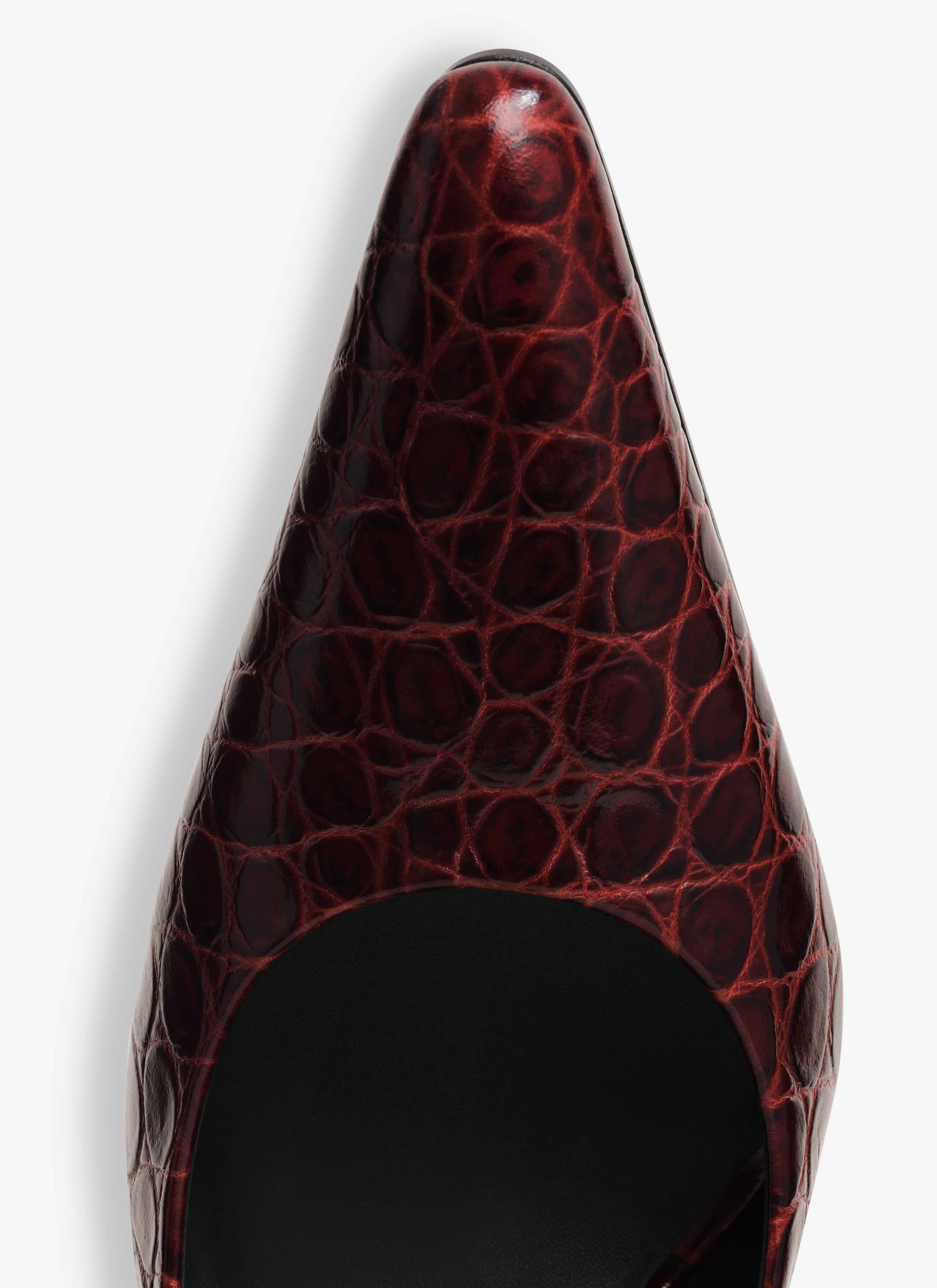 ALAÏA GARNET RED POINTY TOE PUMPS IN CALFSKIN
