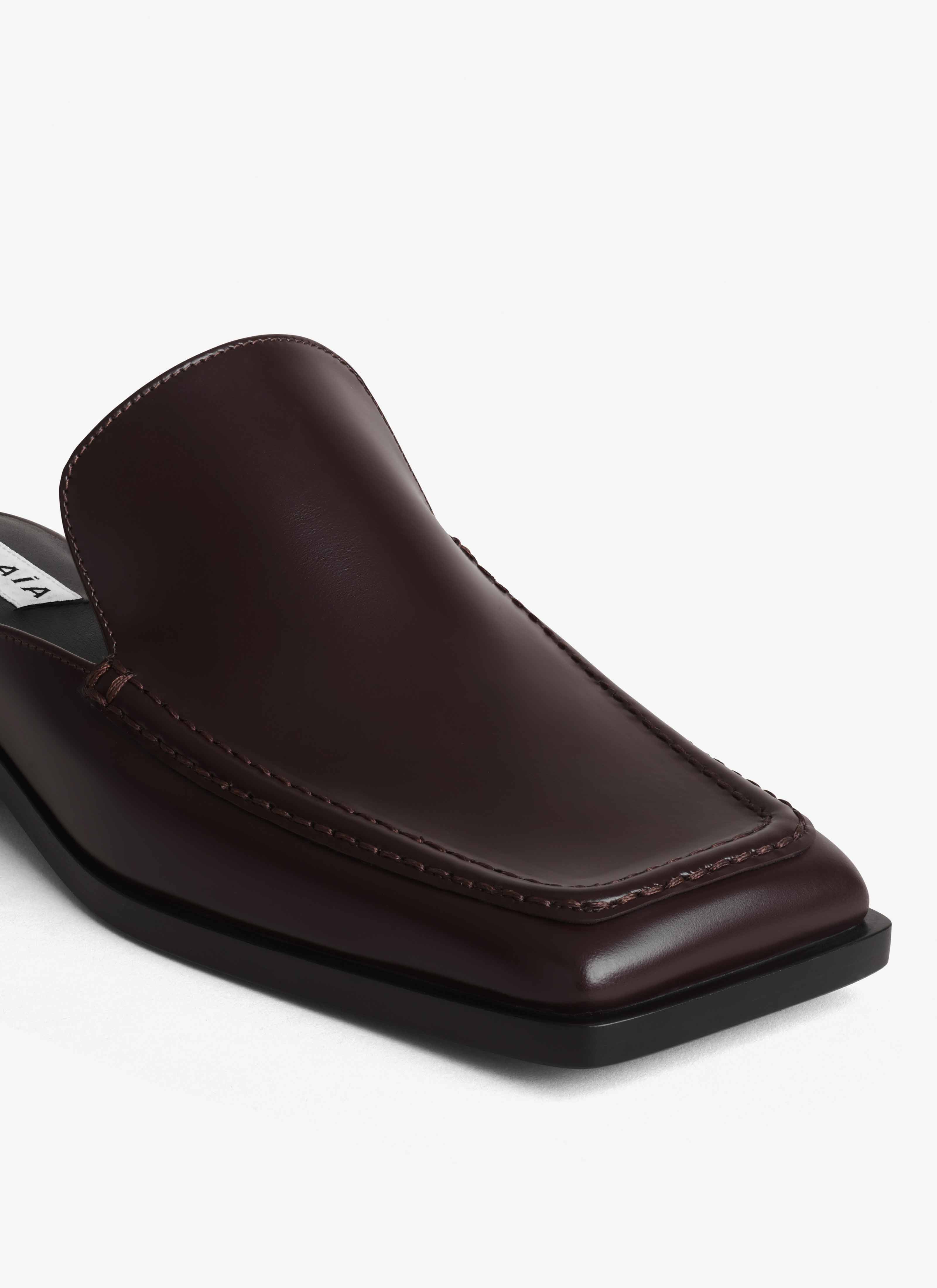 ALAÏA MULES MOCASSINS SQUARE EN CUIR CHOCOLAT